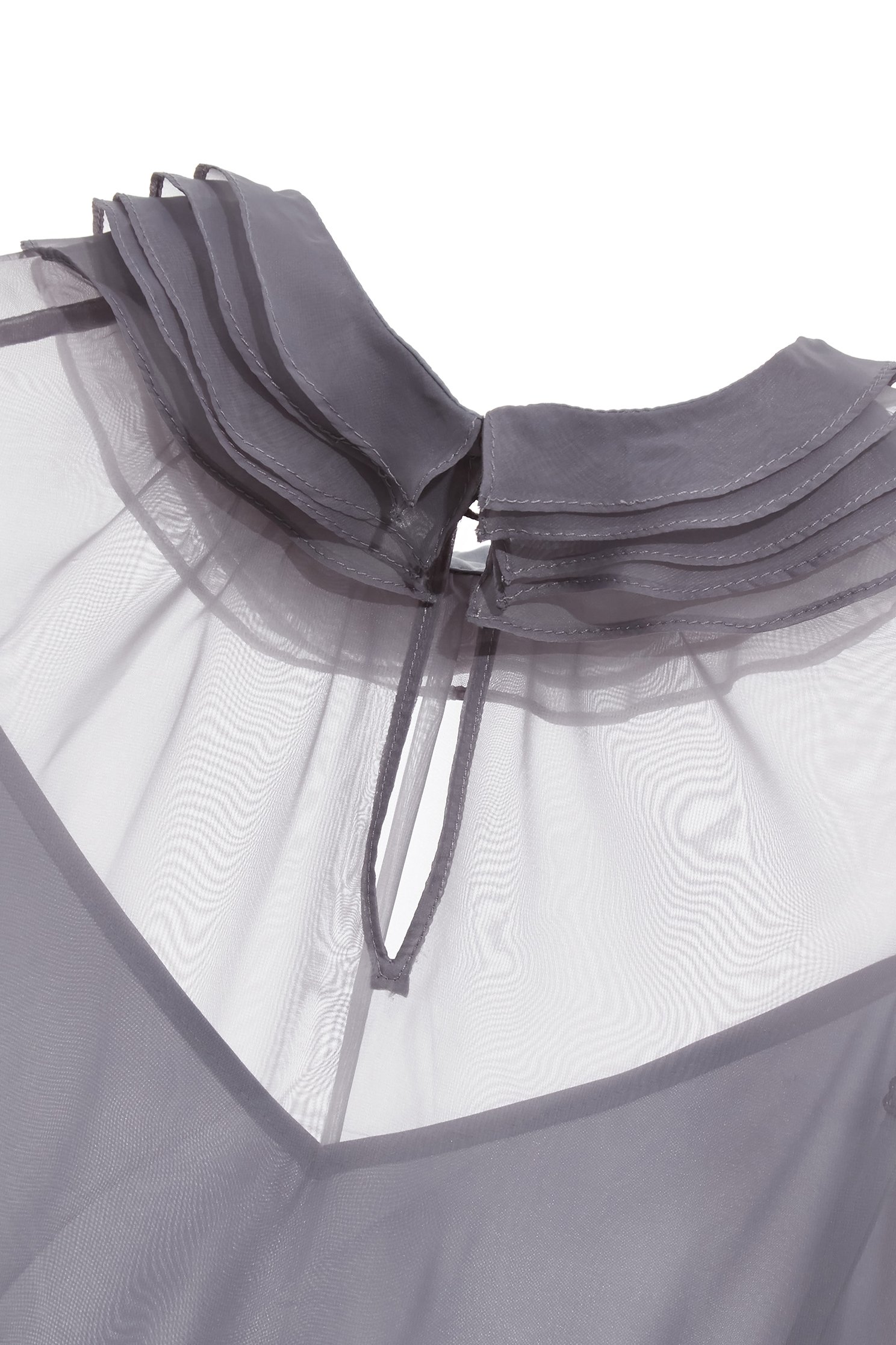 Ruffle Detail Organza Grey TopRuffle Detail Organza Grey Top,Office Looks,Tops,Under shirts,Season (SS) Look,simple outfits,Valentine