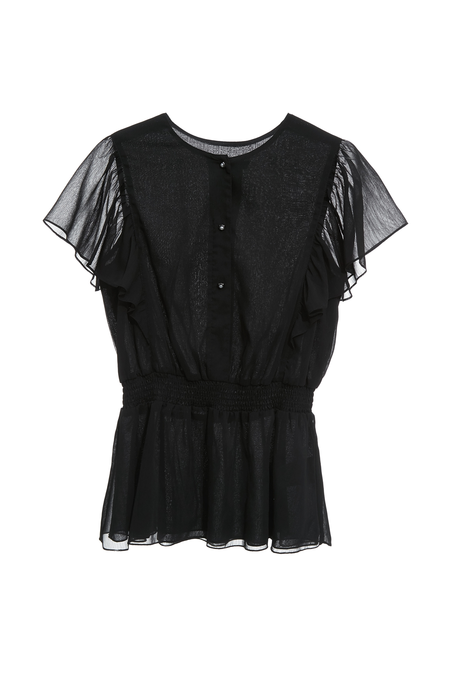 Short Sleeve Chiffon TopShort Sleeve Chiffon Top,Office Looks,Tops,Season (SS) Look,simple outfits,Chiffon,black tops