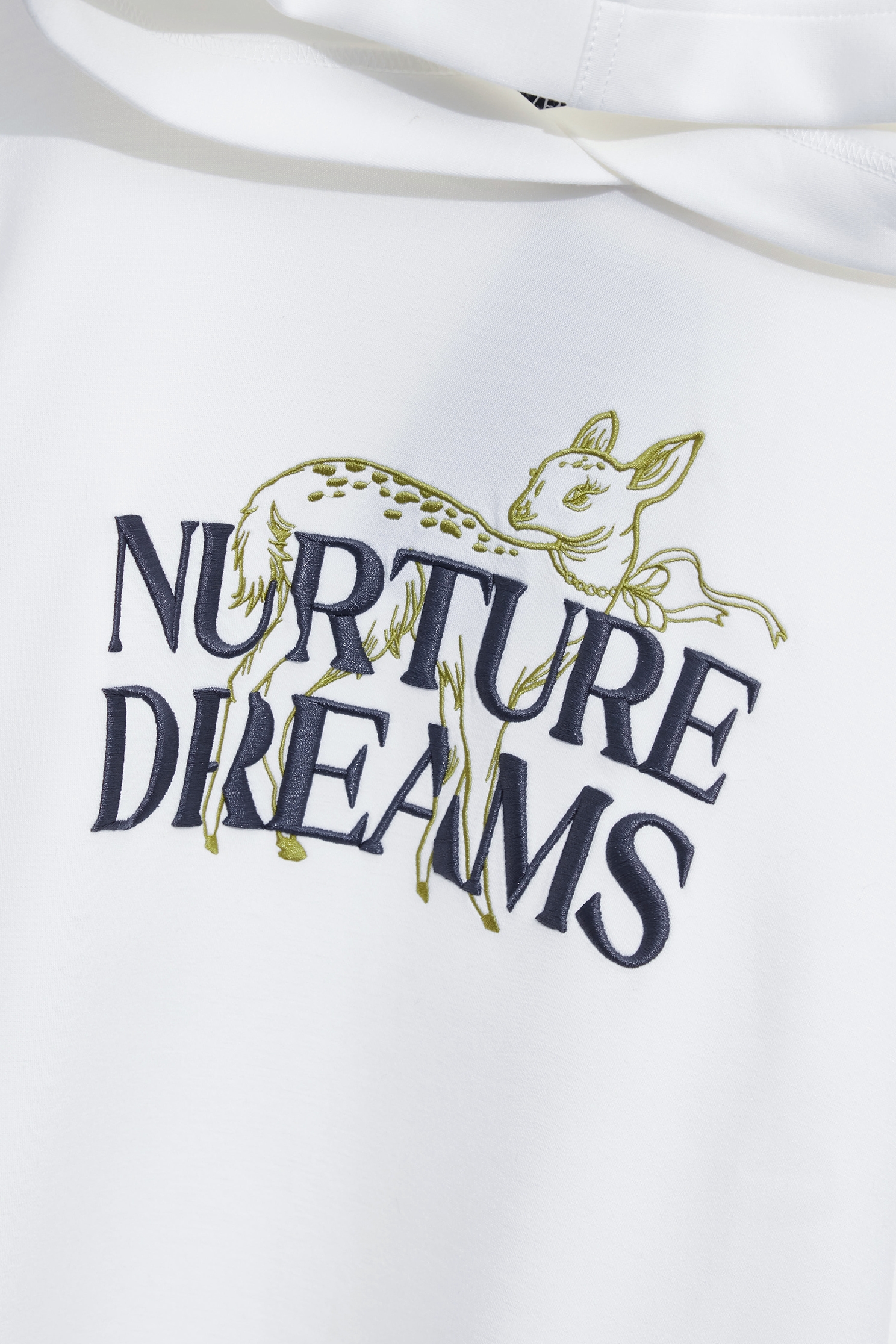 Embroidery Detail Hoodie Long Sleeve TopEmbroidery Detail Hoodie Long Sleeve Top,Tops,Embroidered,Season (SS) Look,White tops