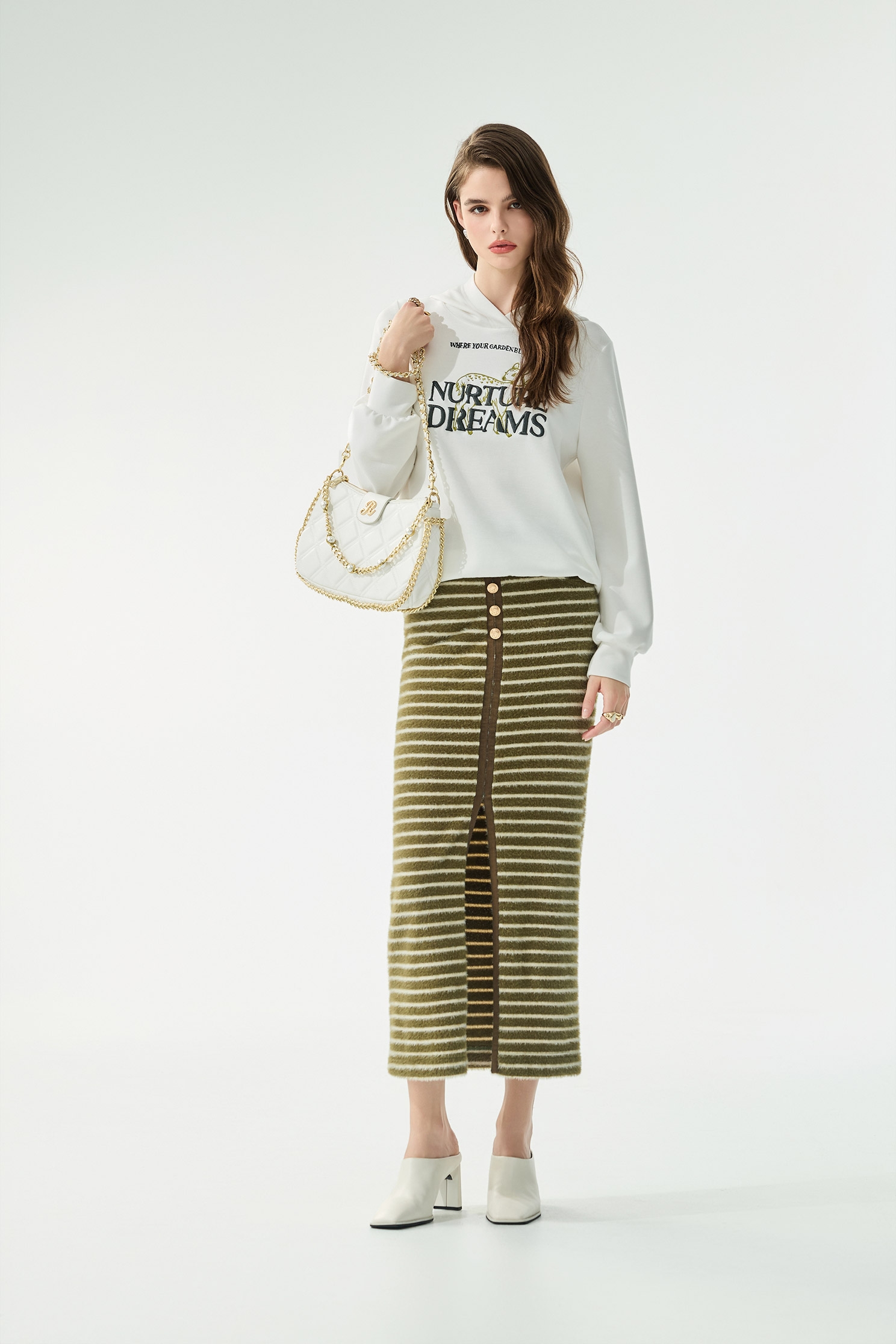 Embroidery Detail Hoodie Long Sleeve TopEmbroidery Detail Hoodie Long Sleeve Top,Tops,Embroidered,Season (SS) Look,White tops