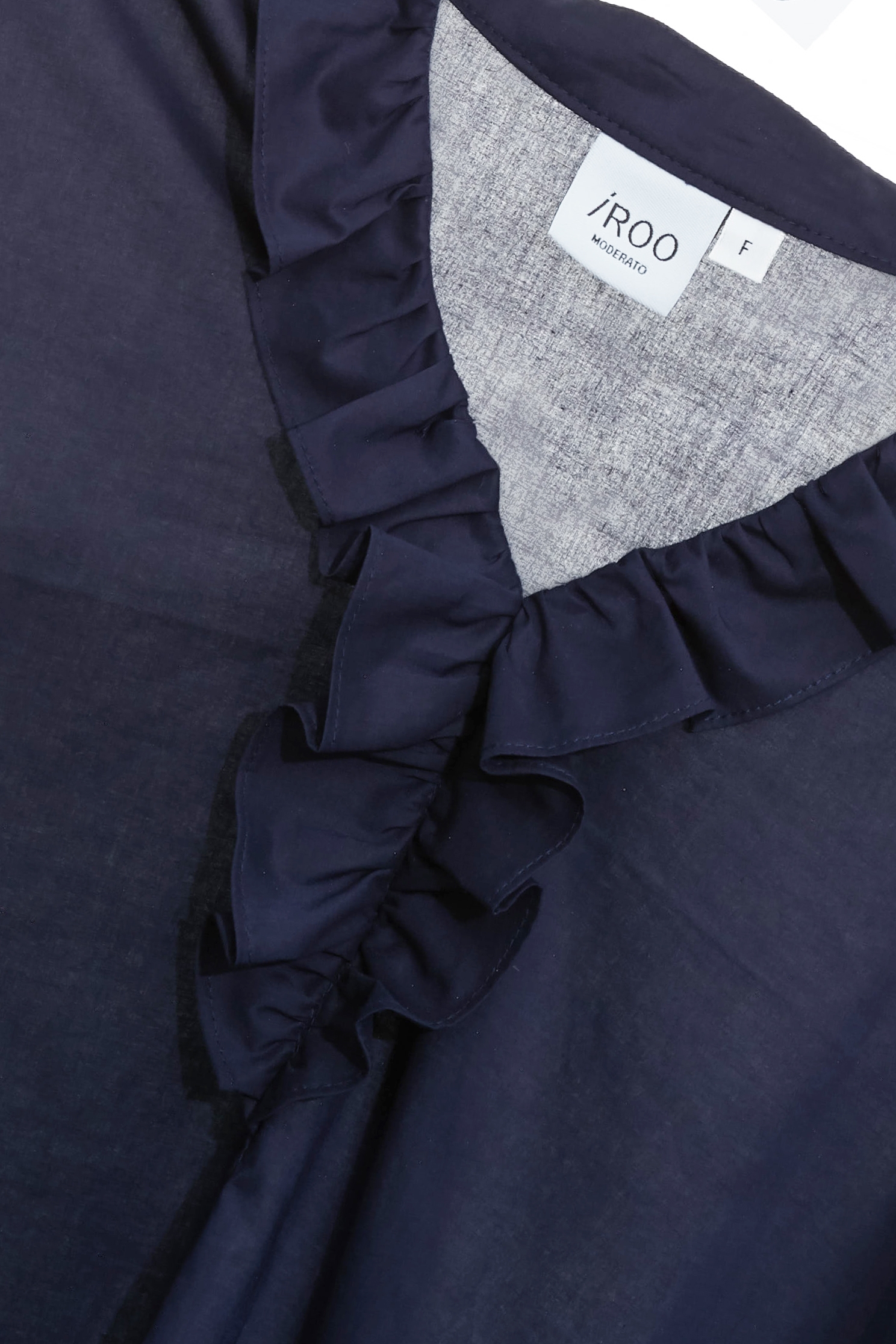 Ruffle Neckline Detail Navy BlouseRuffle Neckline Detail Navy Blouse,V-Neck T shirts,Tops,Season (SS) Look