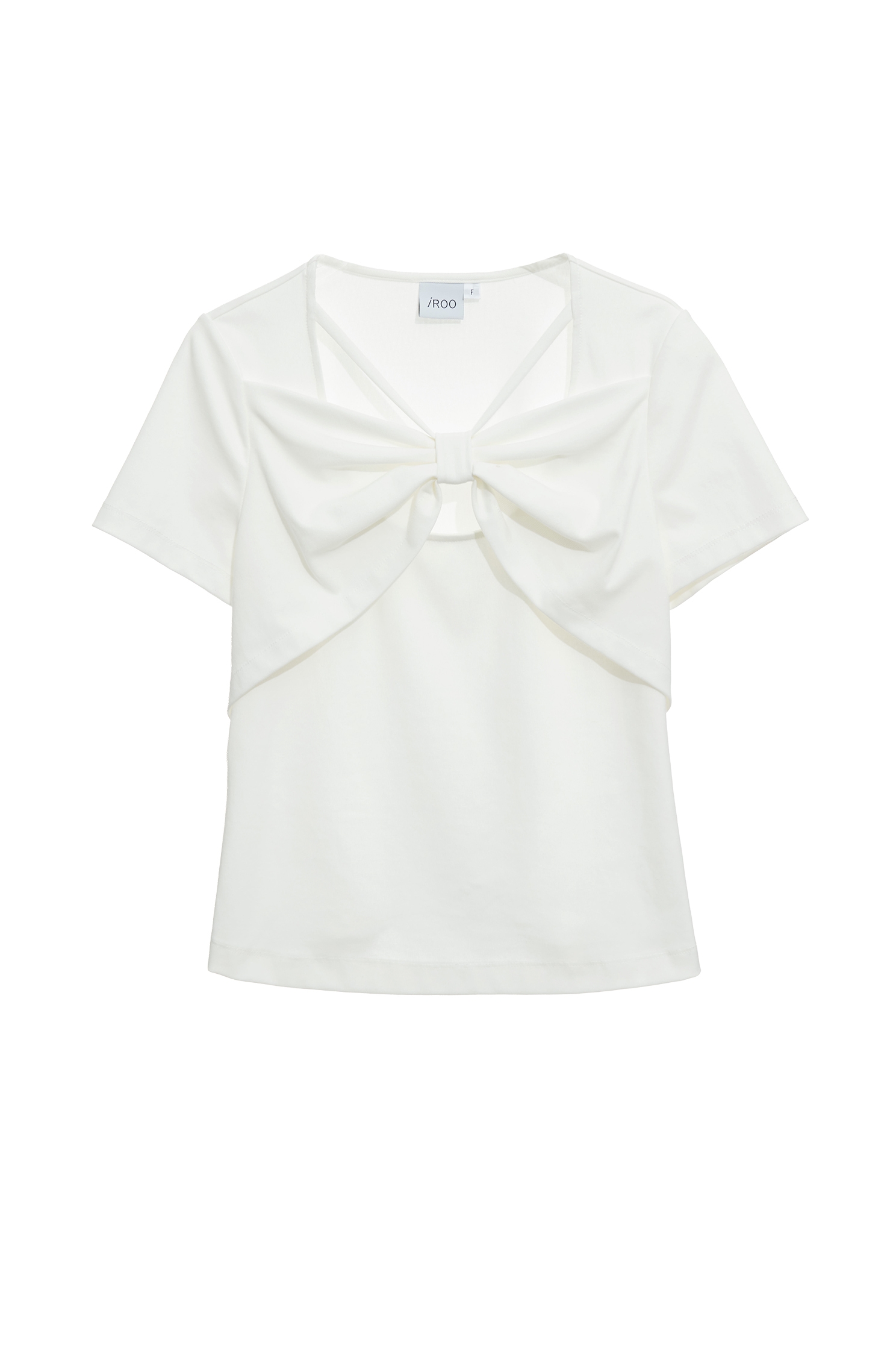 Front Bow Neckline Short Sleeve TeeFront Bow Neckline Short Sleeve Tee,Tops,Season (SS) Look,White tops,bows