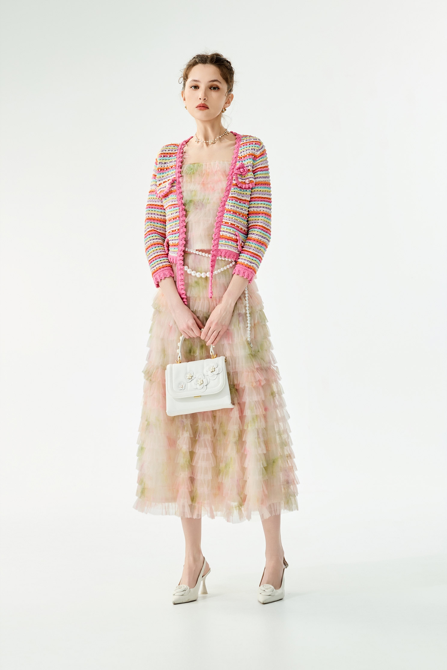 Multi Colour Stripe Knit CardiganMulti Colour Stripe Knit Cardigan,Jackets,Outerwear,Season (SS) Look,pearl,Knitted,Knitted coats