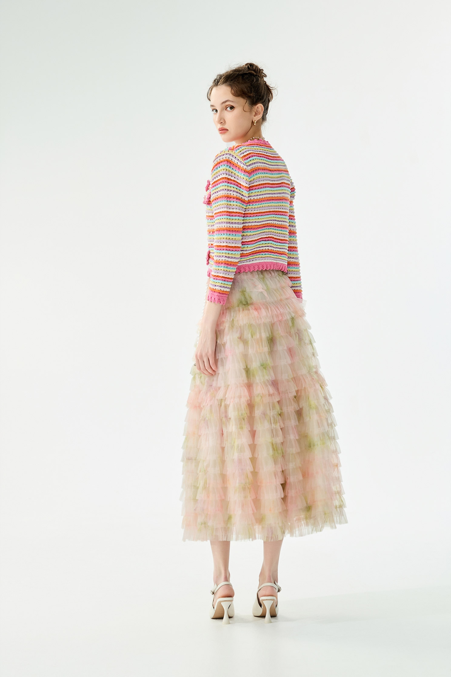 Multi Colour Stripe Knit CardiganMulti Colour Stripe Knit Cardigan,Jackets,Outerwear,Season (SS) Look,pearl,Knitted,Knitted coats