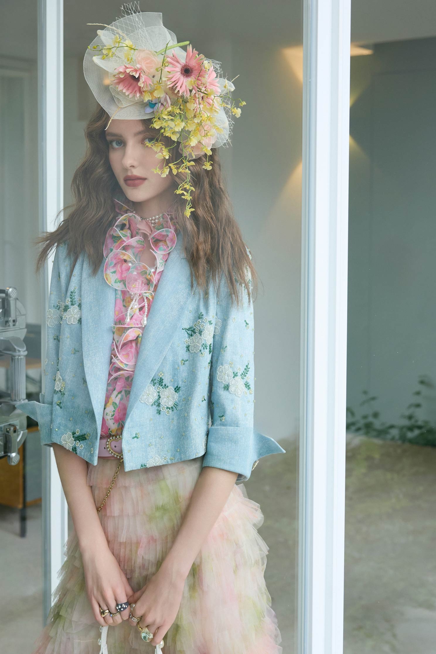 Beaded Floral Detail Denim JacketBeaded Floral Detail Denim Jacket,Jackets,Outerwear,Season (SS) Look