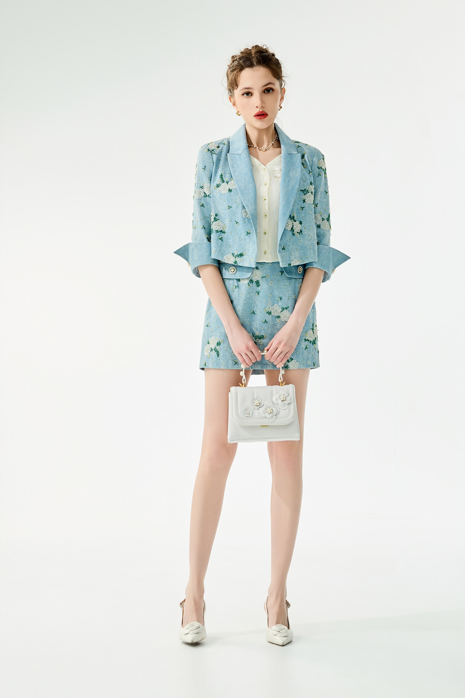 Beaded Floral Detail Denim JacketBeaded Floral Detail Denim Jacket,Jackets,Outerwear,Season (SS) Look