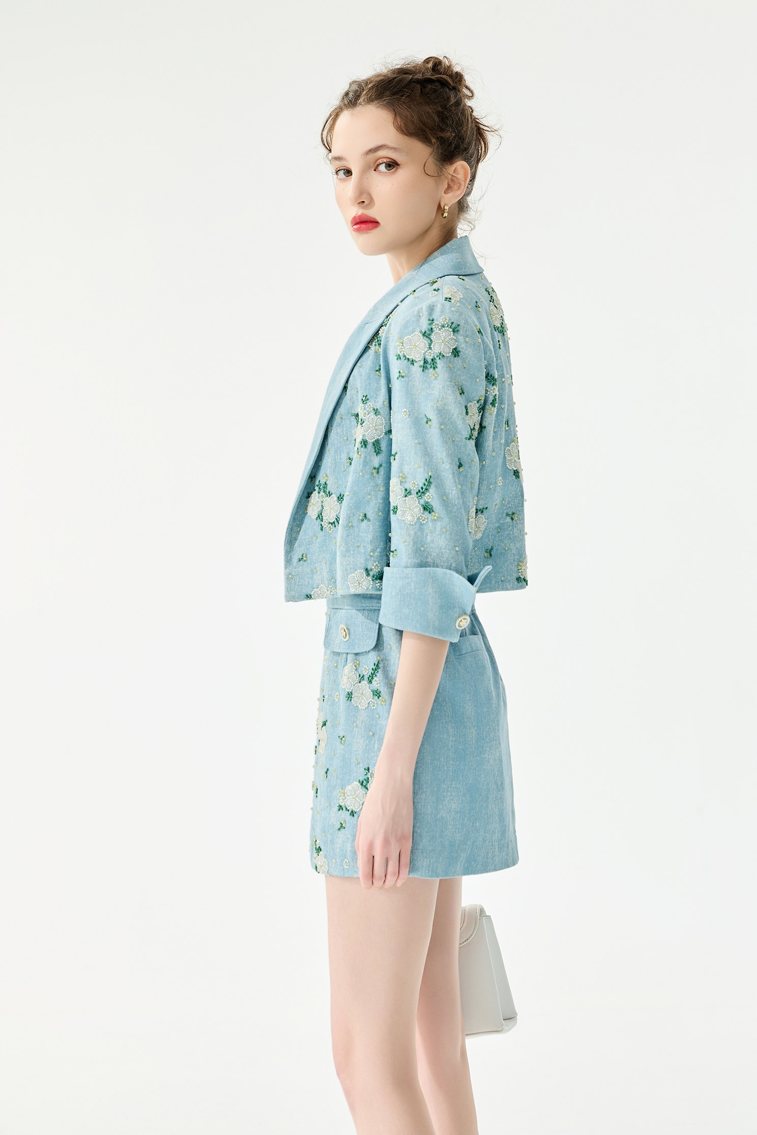 Beaded Floral Detail Denim JacketBeaded Floral Detail Denim Jacket,Jackets,Outerwear,Season (SS) Look