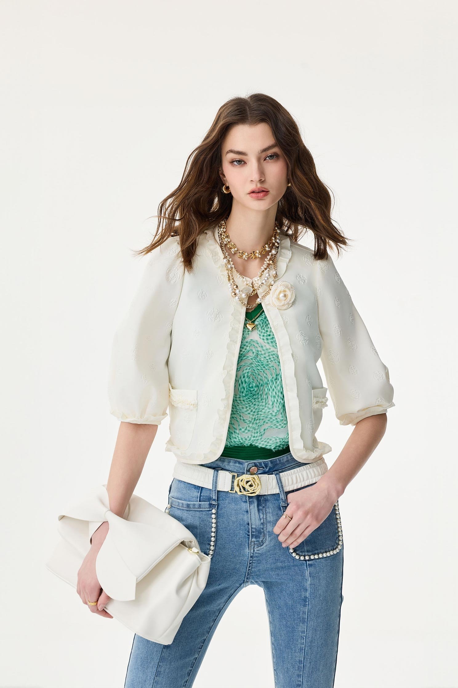 Floral Embossed Print JacketFloral Embossed Print Jacket,Jackets,Season (SS) Look