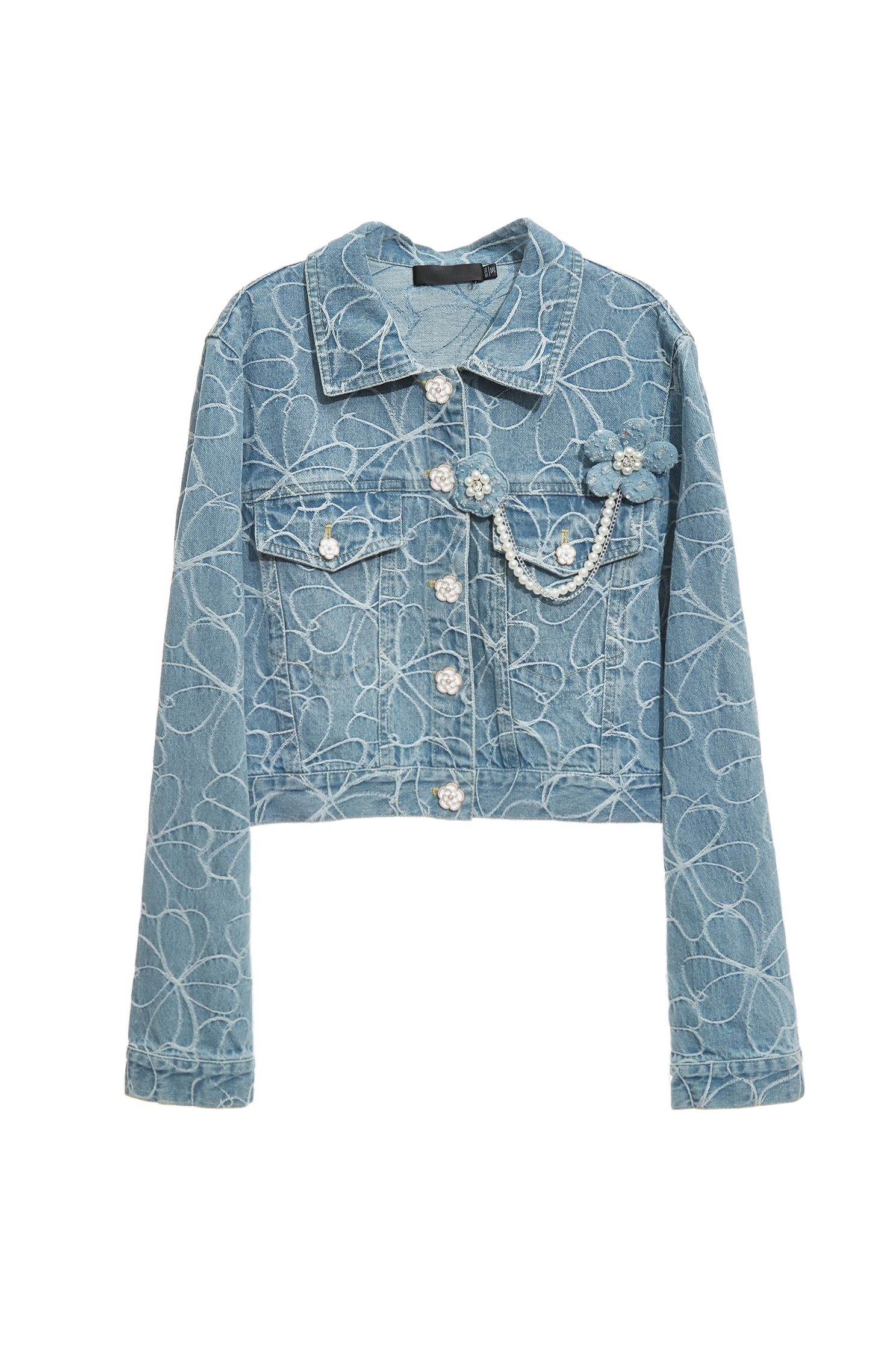 Floral Embroidery Denim JacketFloral Embroidery Denim Jacket,Embroidered,Season (SS) Look,Denim,Denim Jackets,pearl