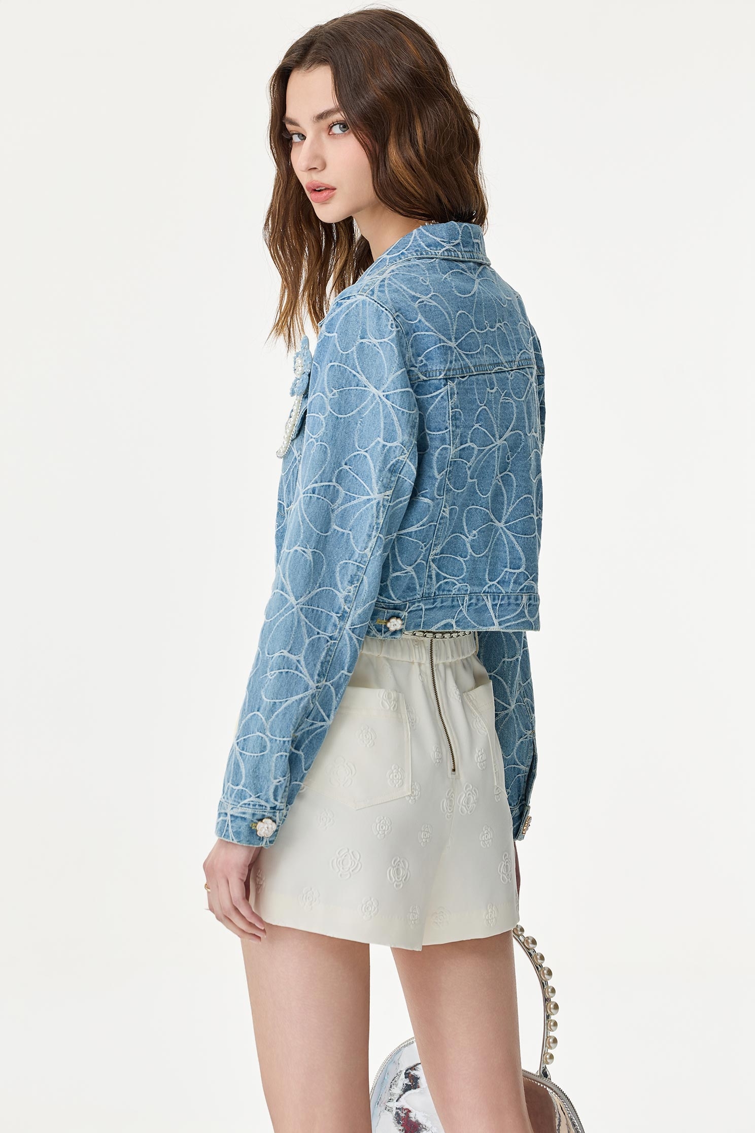 Floral Embroidery Denim JacketFloral Embroidery Denim Jacket,Embroidered,Season (SS) Look,Denim,Denim Jackets,pearl