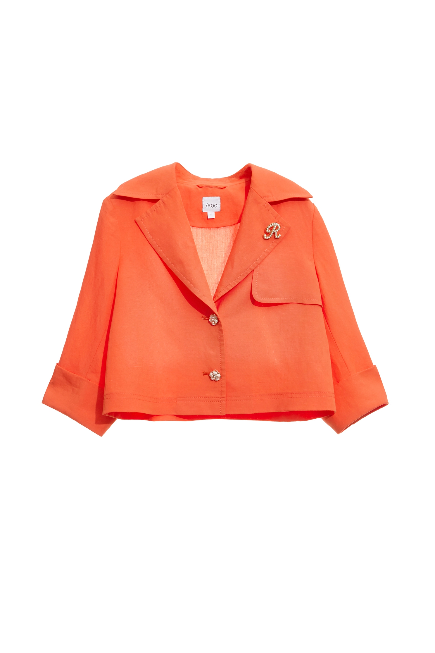 Crop Button Front Linen BlazerCrop Button Front Linen Blazer,Jackets,Outerwear,Season (SS) Look,pearl,City Feminine,Blazers