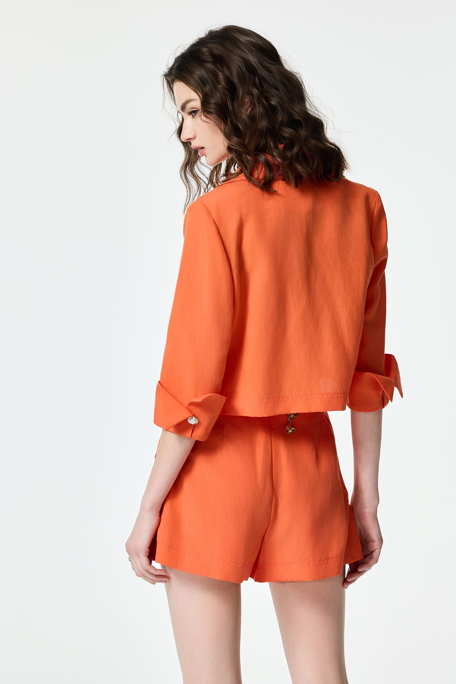 Crop Button Front Linen BlazerCrop Button Front Linen Blazer,Jackets,Outerwear,Season (SS) Look,pearl,City Feminine,Blazers