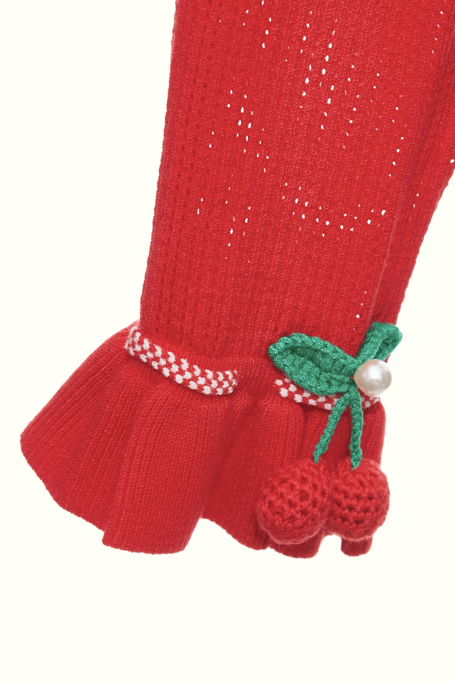 Scallop Trim Chili Red Knit Cardigan,Jackets,bestselling,Outerwear,Season (SS) Look,Knitted,Knitted coats