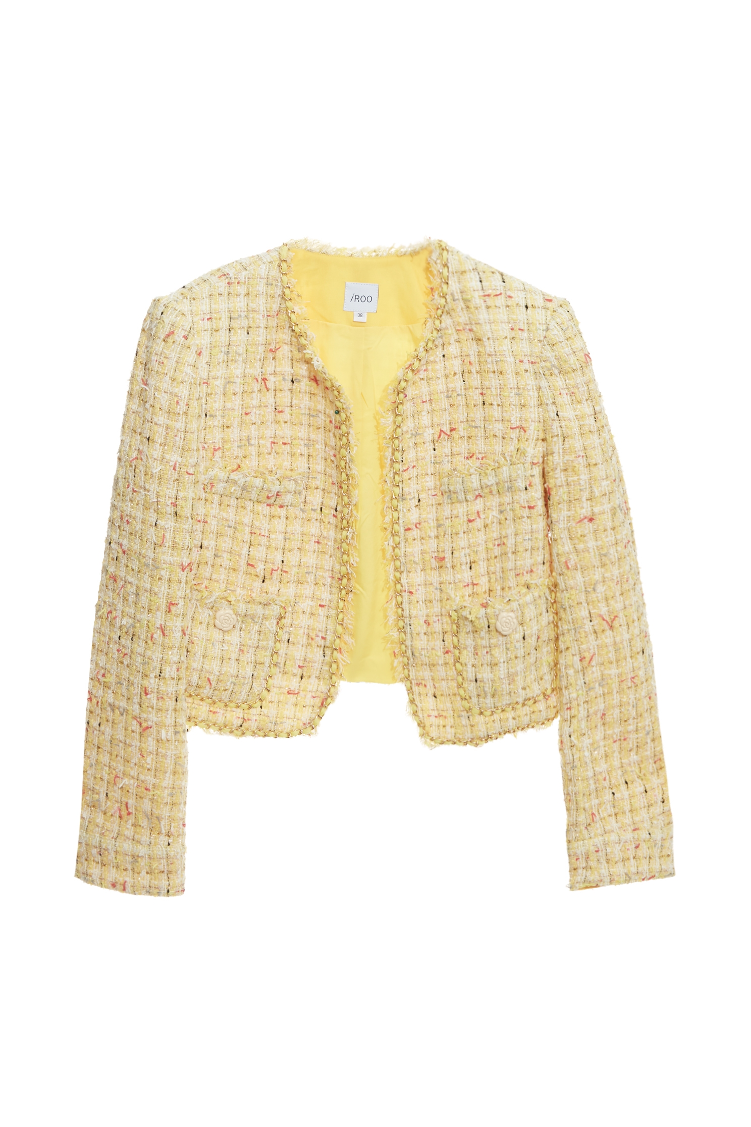 Yellow Tweed Crop JacketYellow Tweed Crop Jacket,Jackets,Season (AW) Look