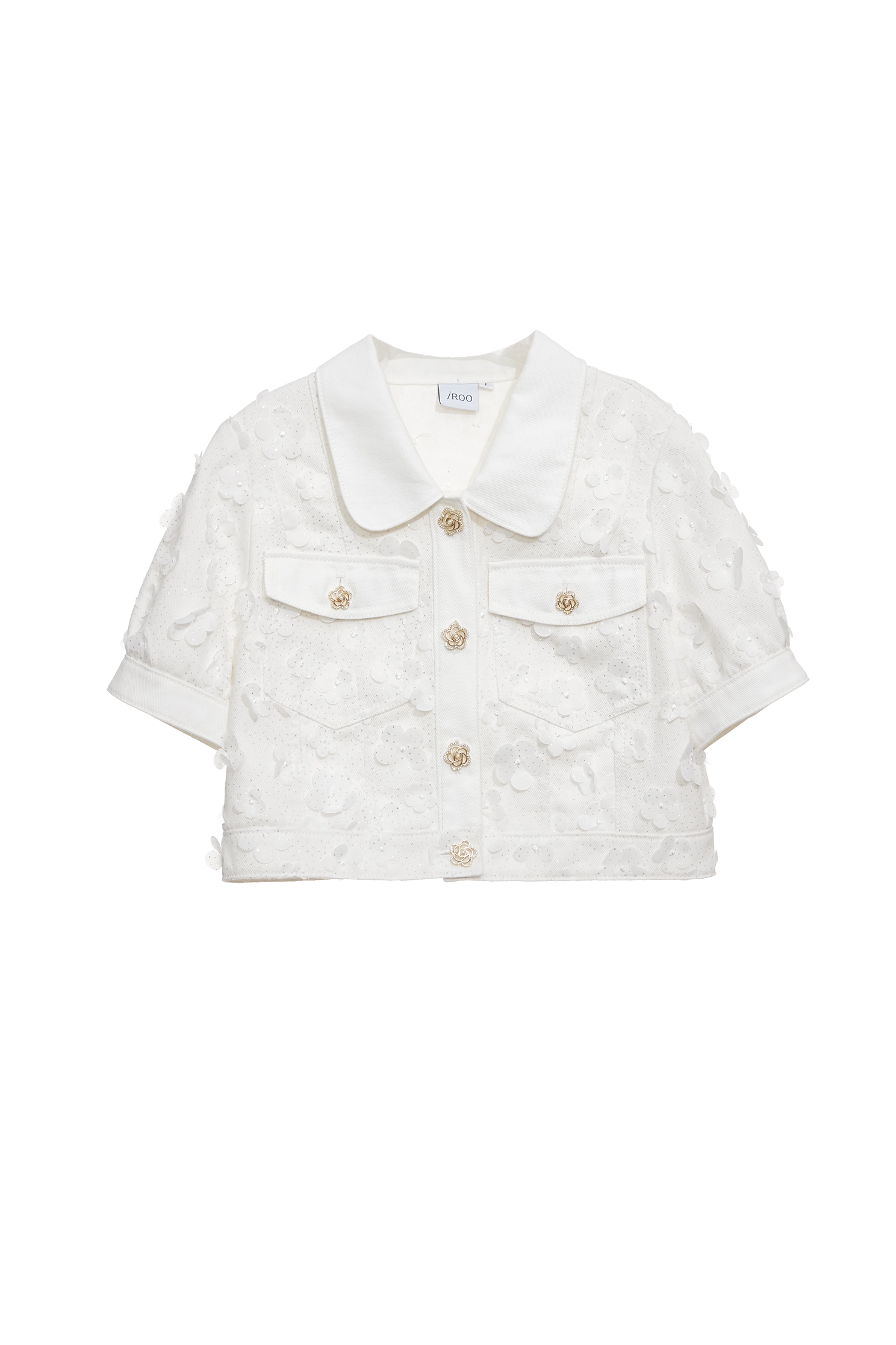 Denim Outerwear With Sequin Floral DetailDenim Outerwear With Sequin Floral Detail,Jackets,Office Looks,Embroidered,Outerwear,Season (SS) Look,co-ord sets,Denim,Denim Jackets,City Feminine,Valentine