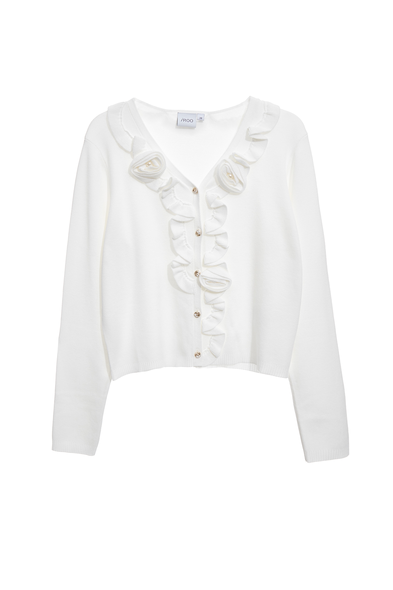 Floral Detail Knit Cardigan,Jackets,Outerwear,Season (SS) Look,White outerwear,Knitted,Knitted coats