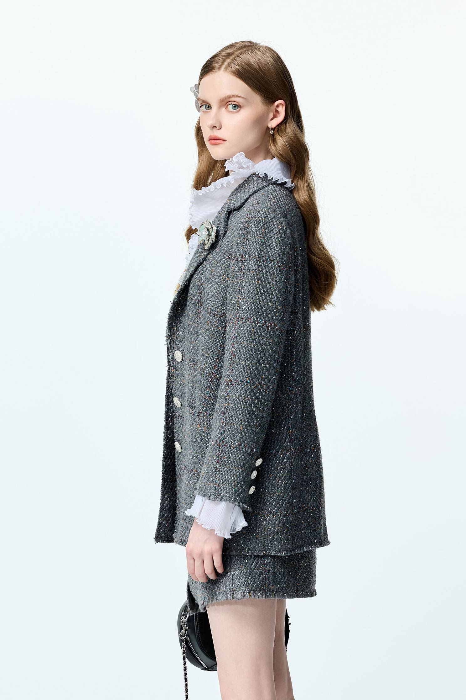 Ruffle Detail Tweed JacketRuffle Detail Tweed Jacket,Jackets,Outerwear,co-ord sets,Season (AW) Look,Blazers