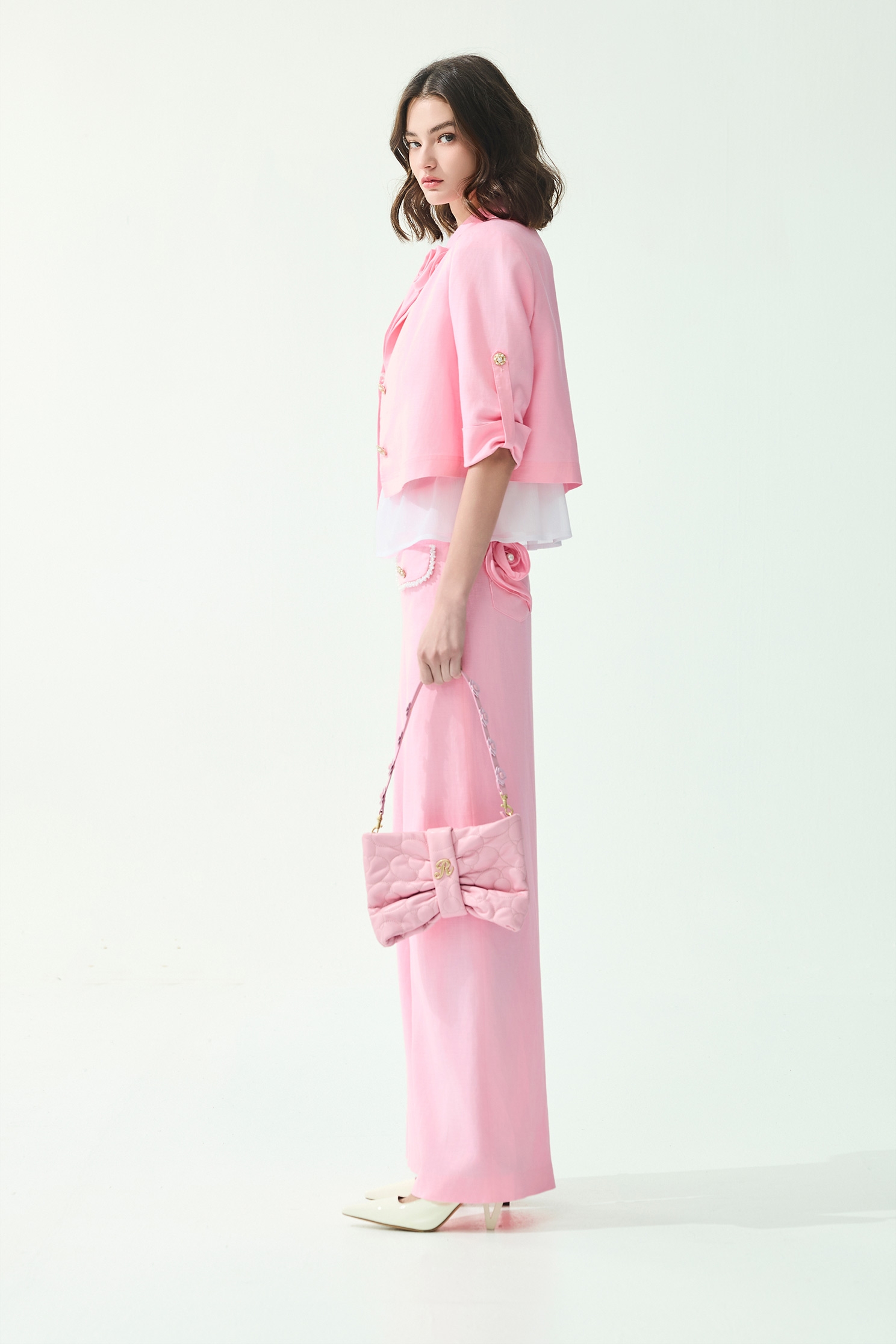 Rose Detail Crop JacketRose Detail Crop Jacket,Jackets,Outerwear,Season (SS) Look,Blazers