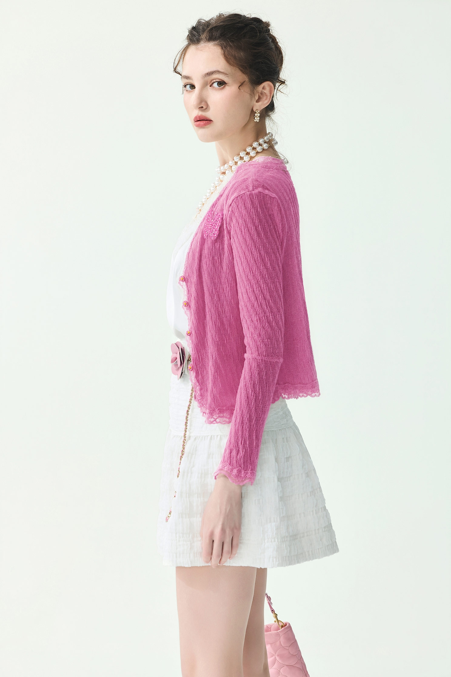 Lace Detail Knit CardiganLace Detail Knit Cardigan,Jackets,Outerwear,Season (SS) Look,Lace,Knitted,Knitted coats