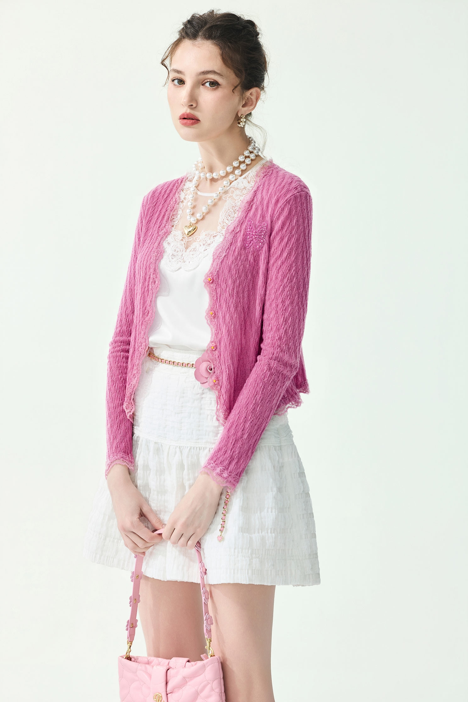 Lace Detail Knit CardiganLace Detail Knit Cardigan,Jackets,Outerwear,Season (SS) Look,Lace,Knitted,Knitted coats