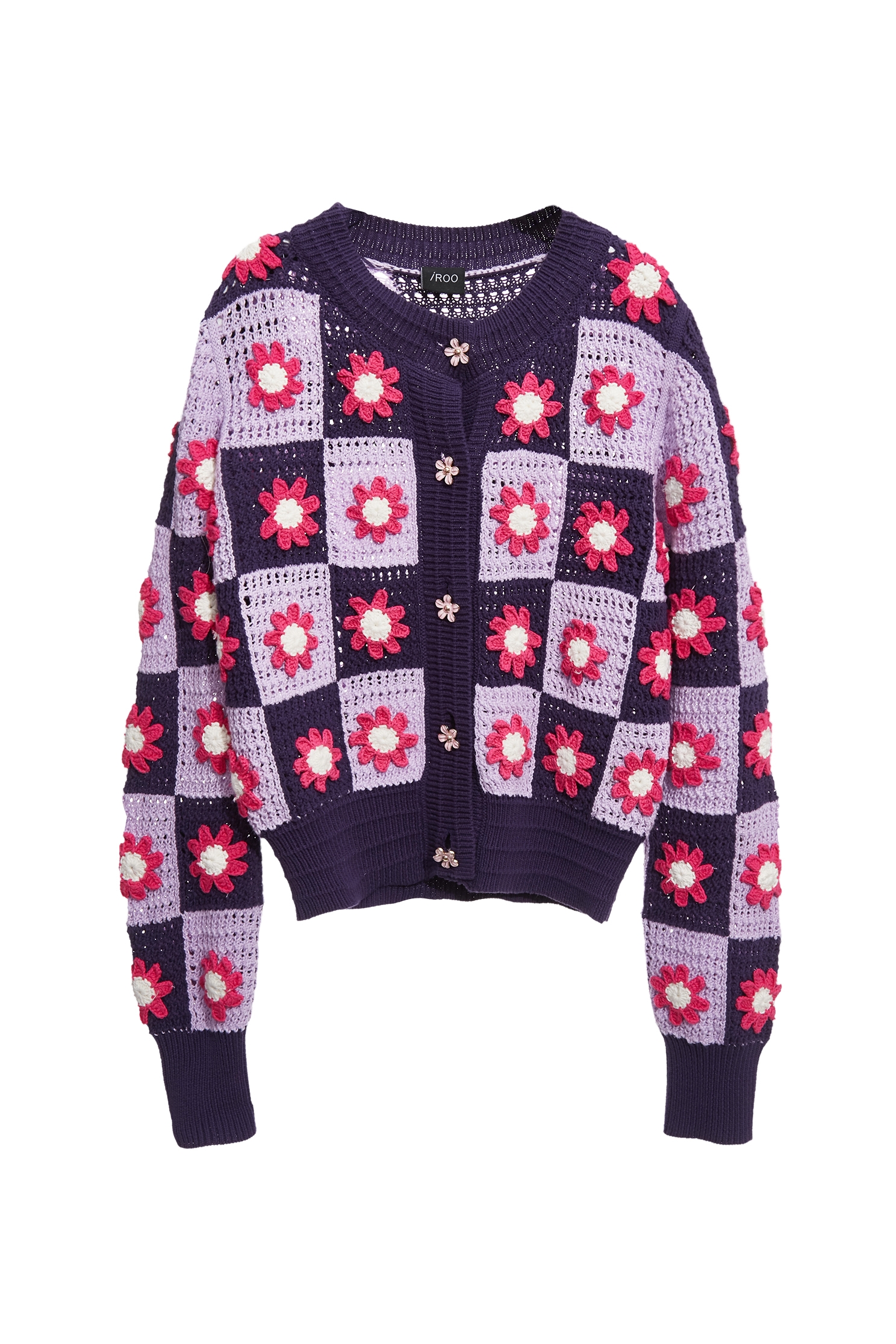 Floral Crochet Knit Patchwork CardiganFloral Crochet Knit Patchwork Cardigan,Outerwear,Season (AW) Look,Valentine,Cotton,blossoms,Knitted,Knitted coats