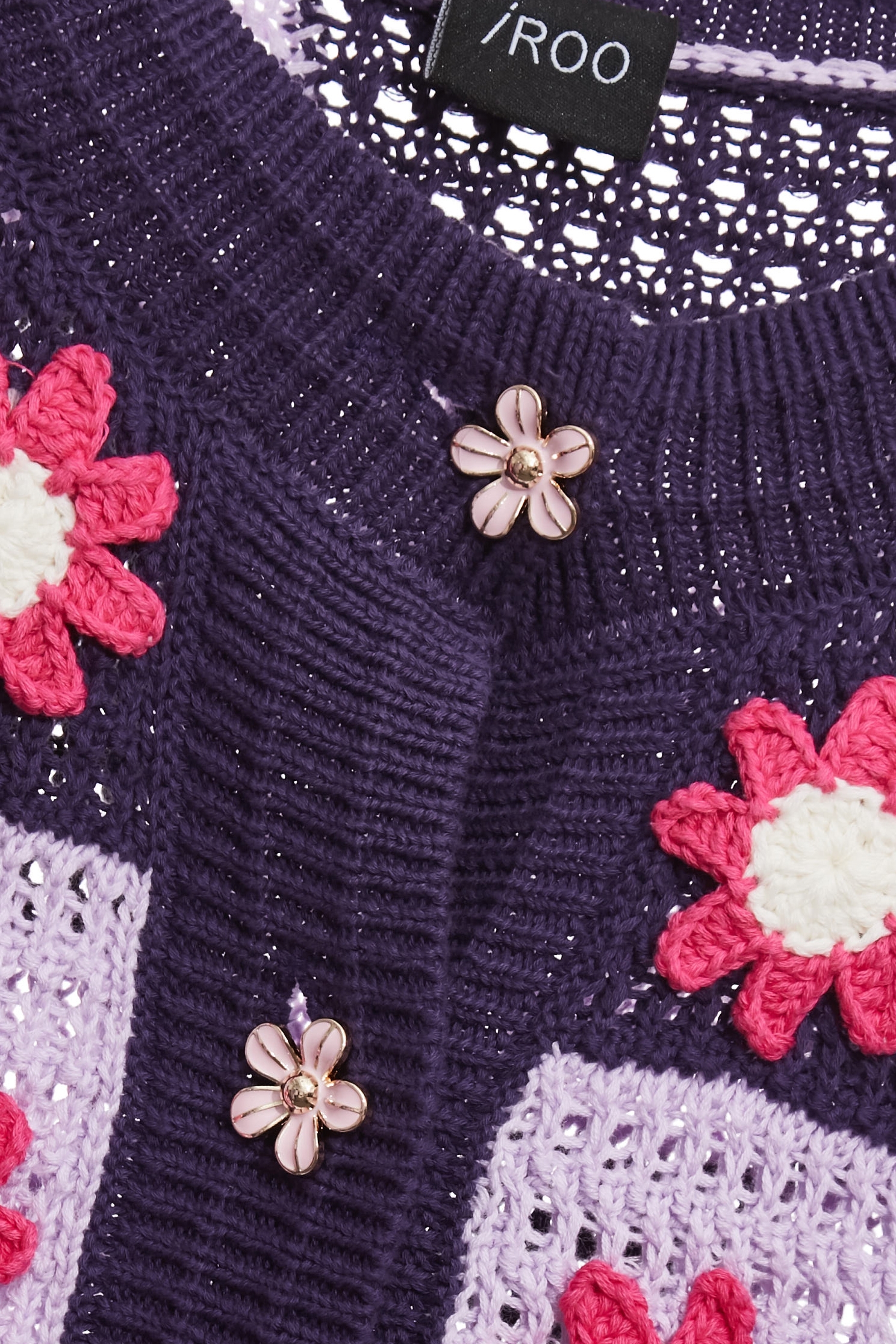 Floral Crochet Knit Patchwork CardiganFloral Crochet Knit Patchwork Cardigan,Outerwear,Season (AW) Look,Valentine,Cotton,blossoms,Knitted,Knitted coats