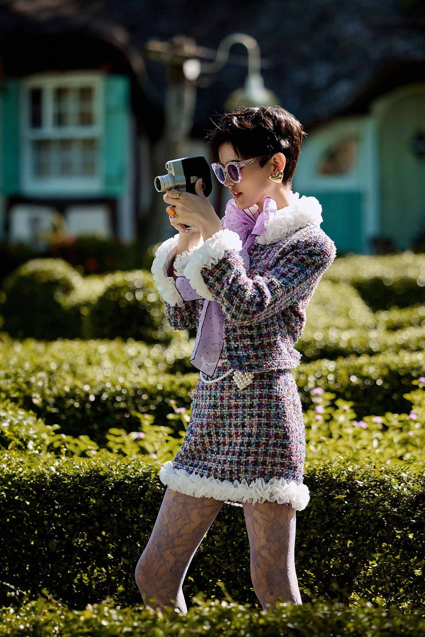 Organza Ruffle Detail Purple Tweed JacketOrganza Ruffle Detail Purple Tweed Jacket,Jackets,Outerwear,co-ord sets,Season (AW) Look,Long sleeve outerwear