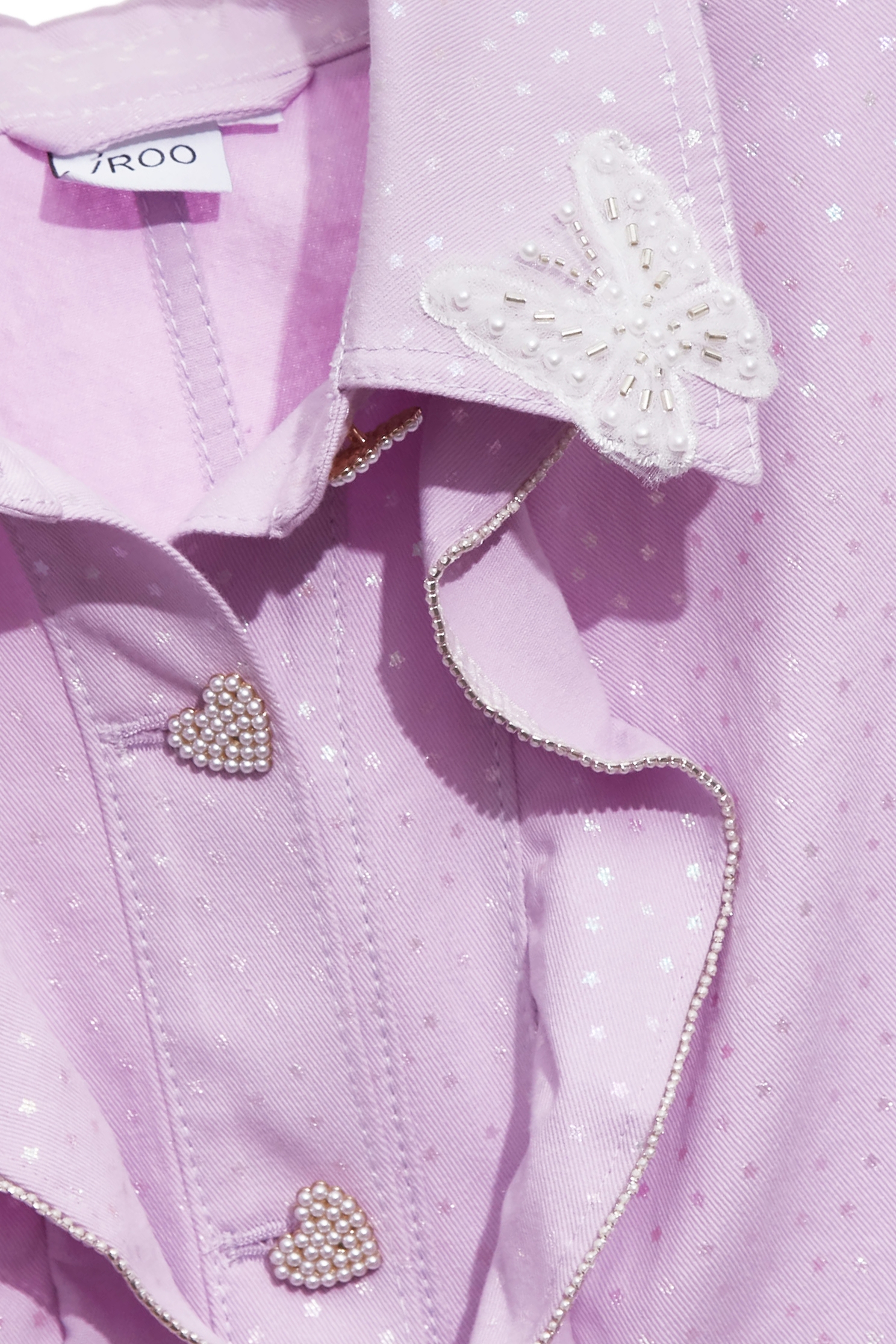 Silver Star Print Denim Jacket With Ruffle DetailSilver Star Print Denim Jacket With Ruffle Detail,Jackets,Office Looks,Outerwear,co-ord sets,Denim,Denim Jackets,Season (AW) Look,Valentine