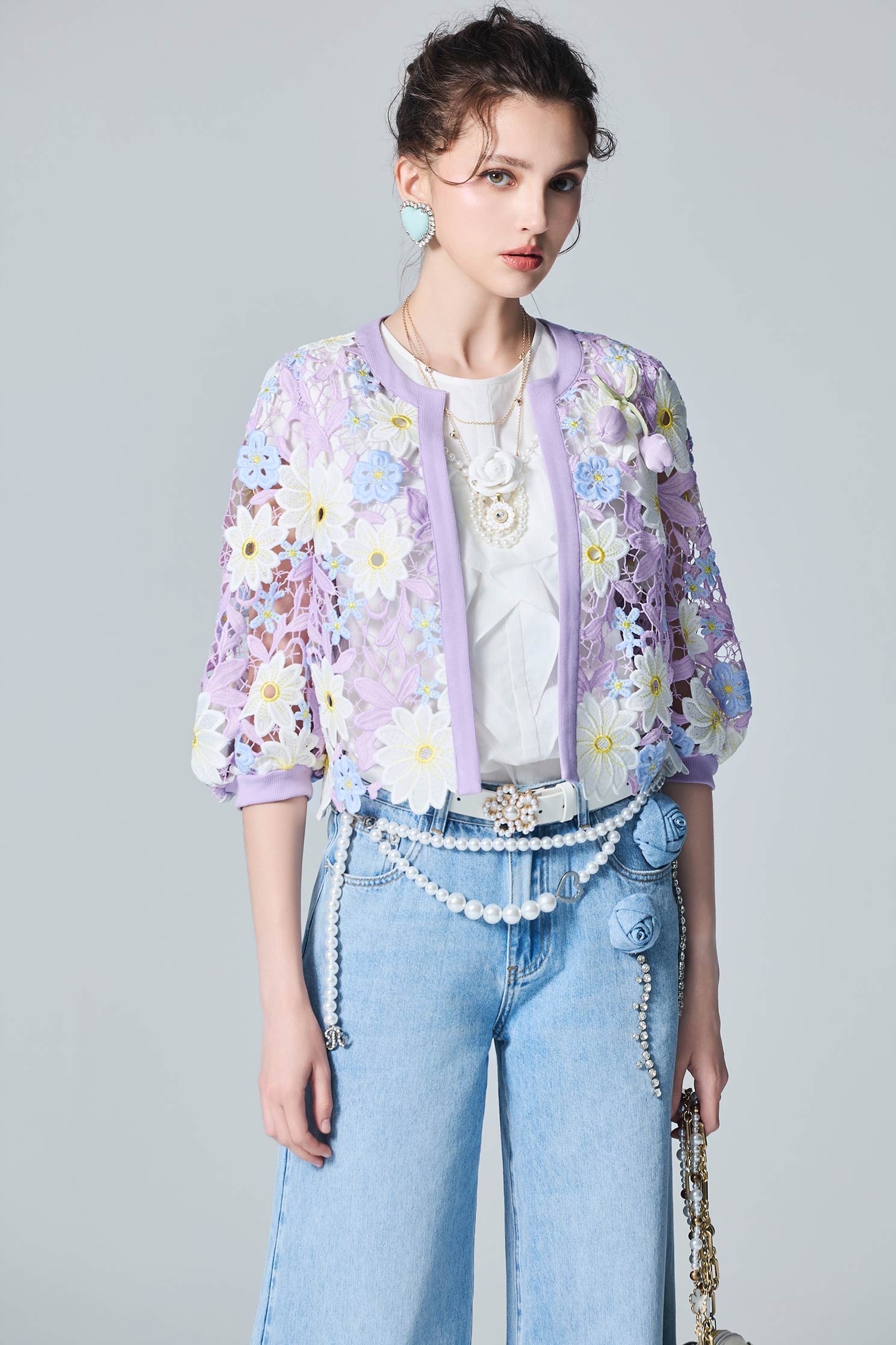 Embroidery Floral Lace OuterwearEmbroidery Floral Lace Outerwear,Jackets,Embroidered,Outerwear,Season (AW) Look,Cardigans,Lace