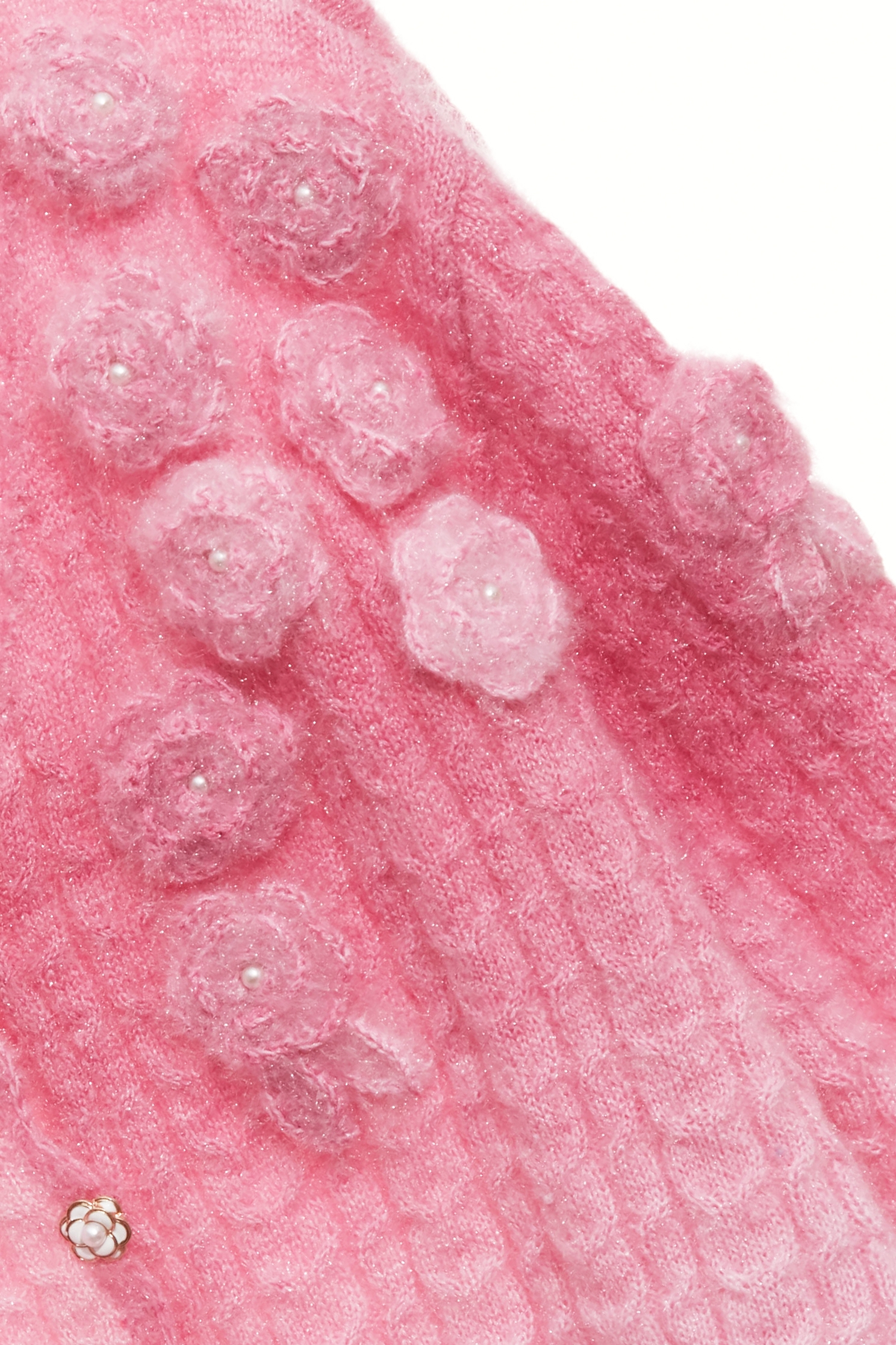 Rose Detail Pink Gradient Knit JacketRose Detail Pink Gradient Knit Jacket,pearl,Season (AW) Look,Knitted,Knitted coats