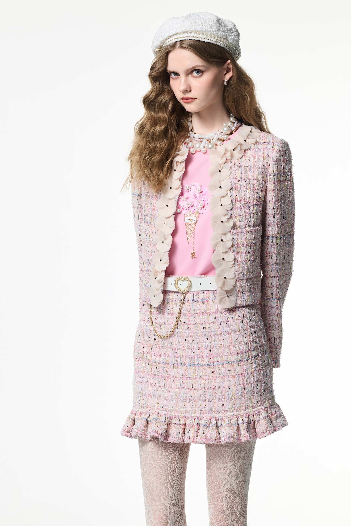 Pink Tweed Sequin JacketPink Tweed Sequin Jacket,Jackets,Outerwear,co-ord sets,Season (AW) Look,Valentine,blossoms