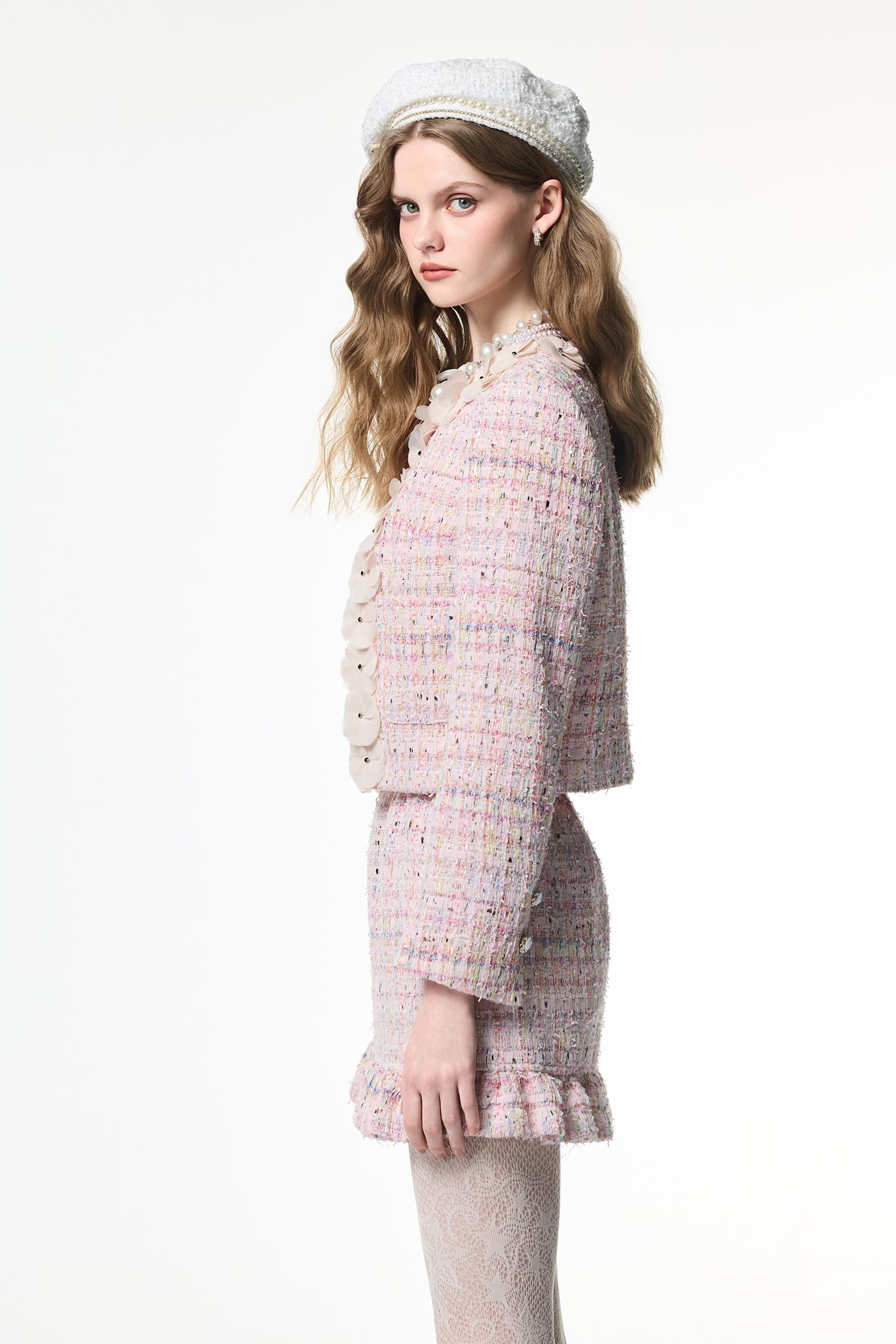 Pink Tweed Sequin JacketPink Tweed Sequin Jacket,Jackets,Outerwear,co-ord sets,Season (AW) Look,Valentine,blossoms