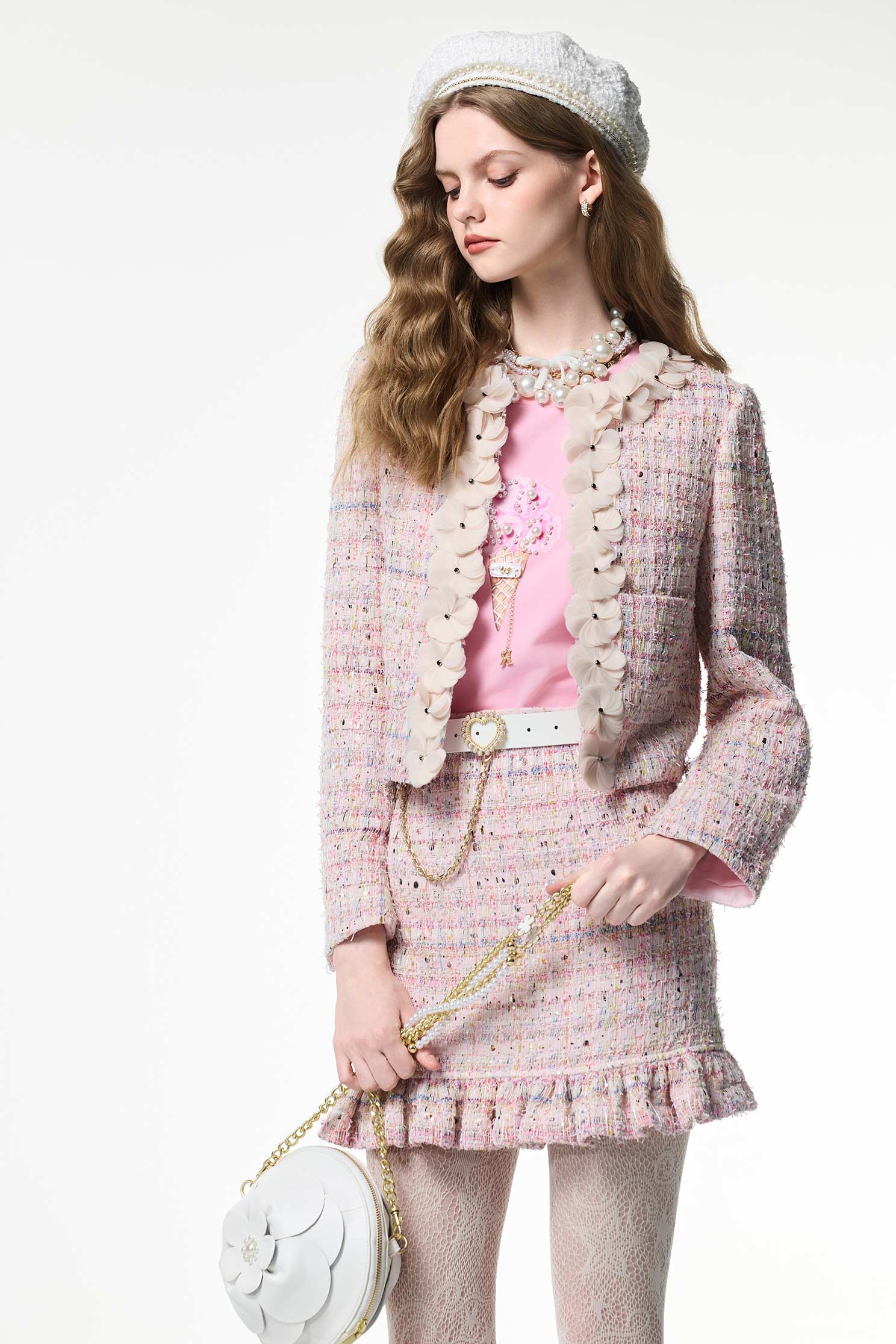 Pink Tweed Sequin JacketPink Tweed Sequin Jacket,Jackets,Outerwear,co-ord sets,Season (AW) Look,Valentine,blossoms