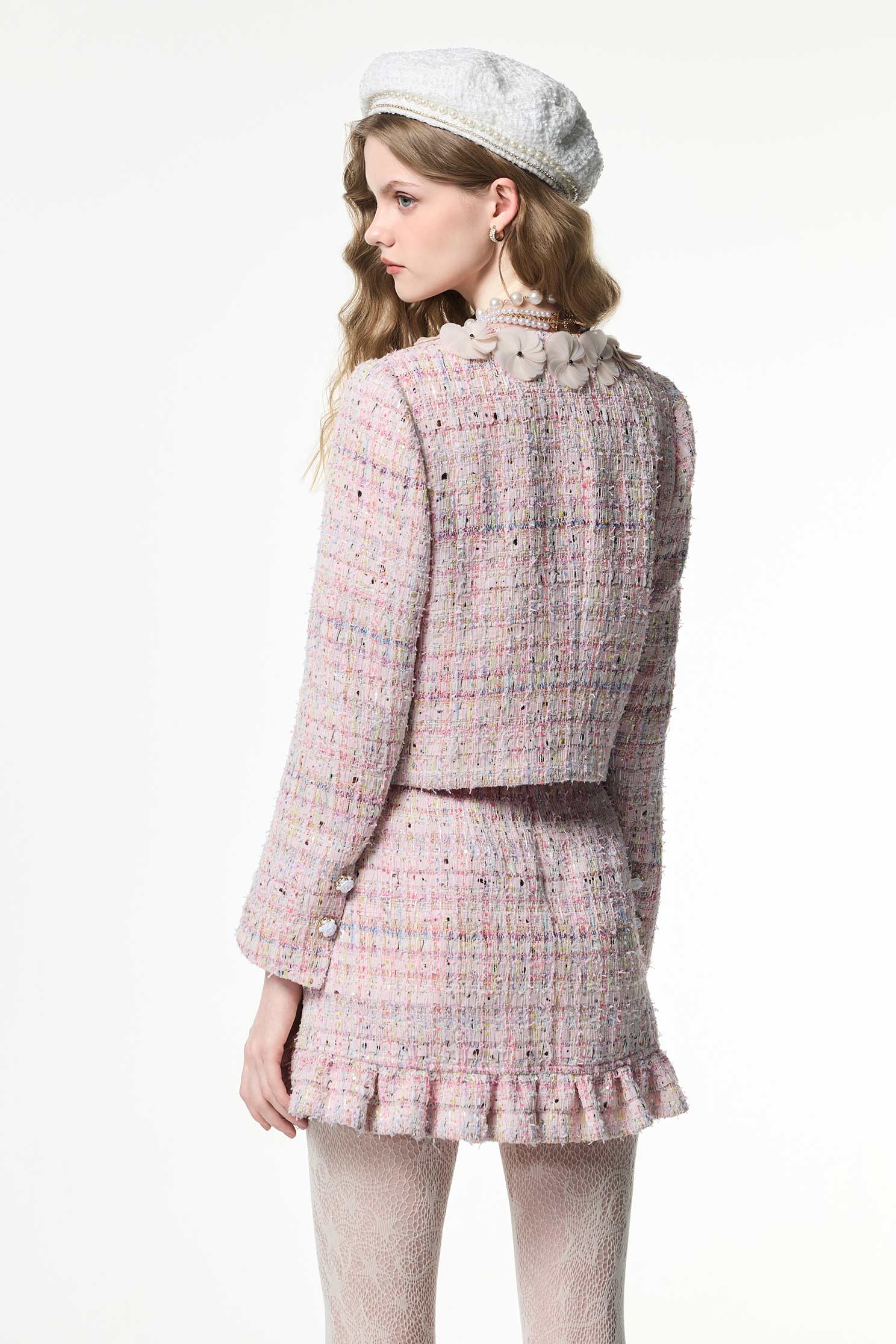 Pink Tweed Sequin JacketPink Tweed Sequin Jacket,Jackets,Outerwear,co-ord sets,Season (AW) Look,Valentine,blossoms