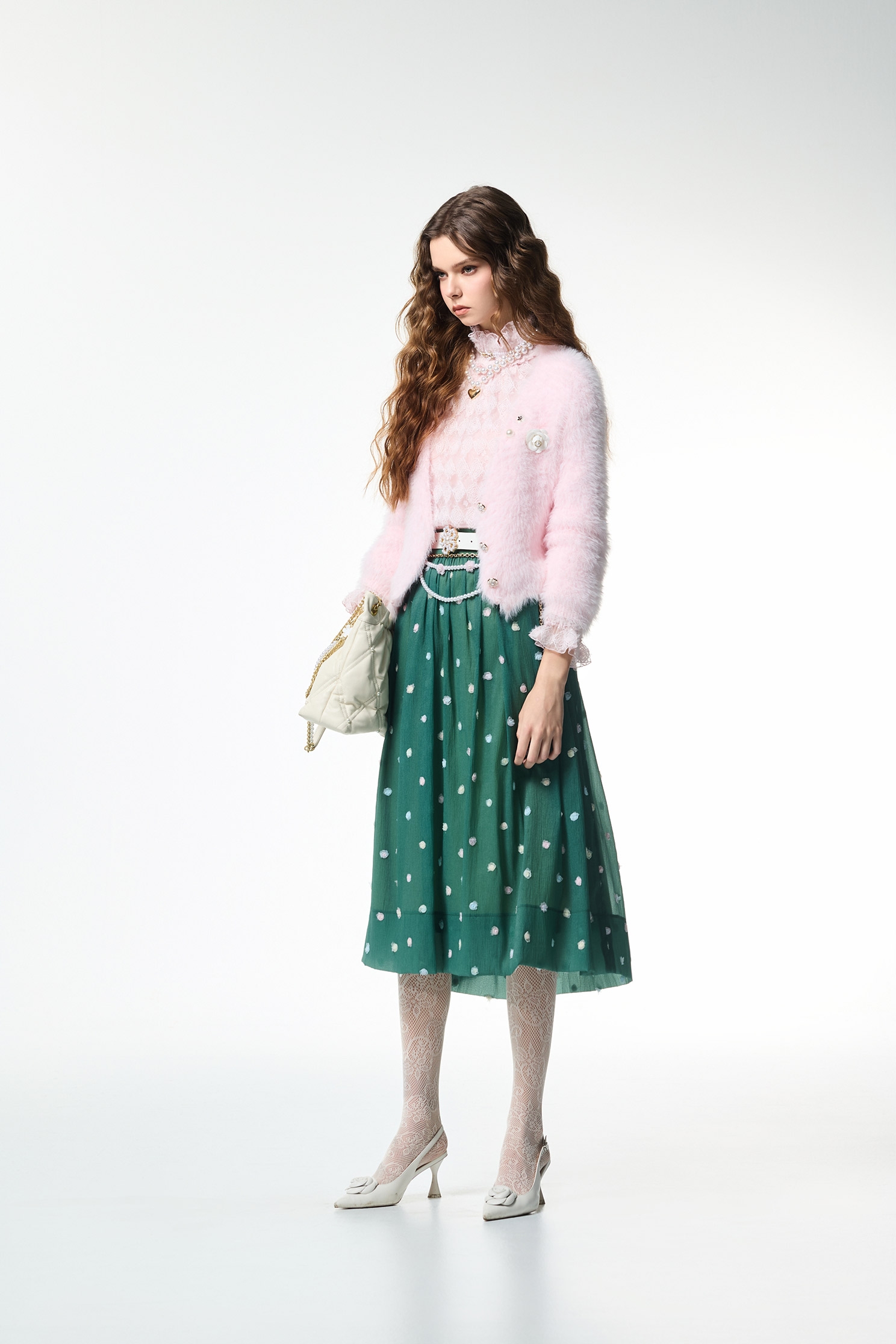 Fux Fur V-neck CardiganFux Fur V-neck Cardigan,Office Looks,Outerwear,pearl,Season (AW) Look,Valentine,blossoms,Knitted,Knitted coats