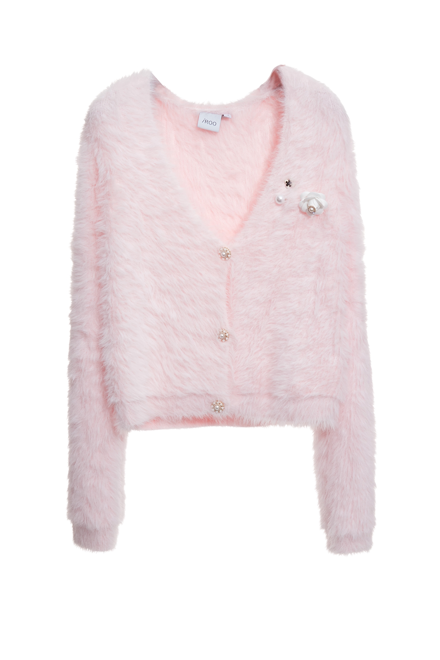 Fux Fur V-neck CardiganFux Fur V-neck Cardigan,Office Looks,Outerwear,pearl,Season (AW) Look,Valentine,blossoms,Knitted,Knitted coats