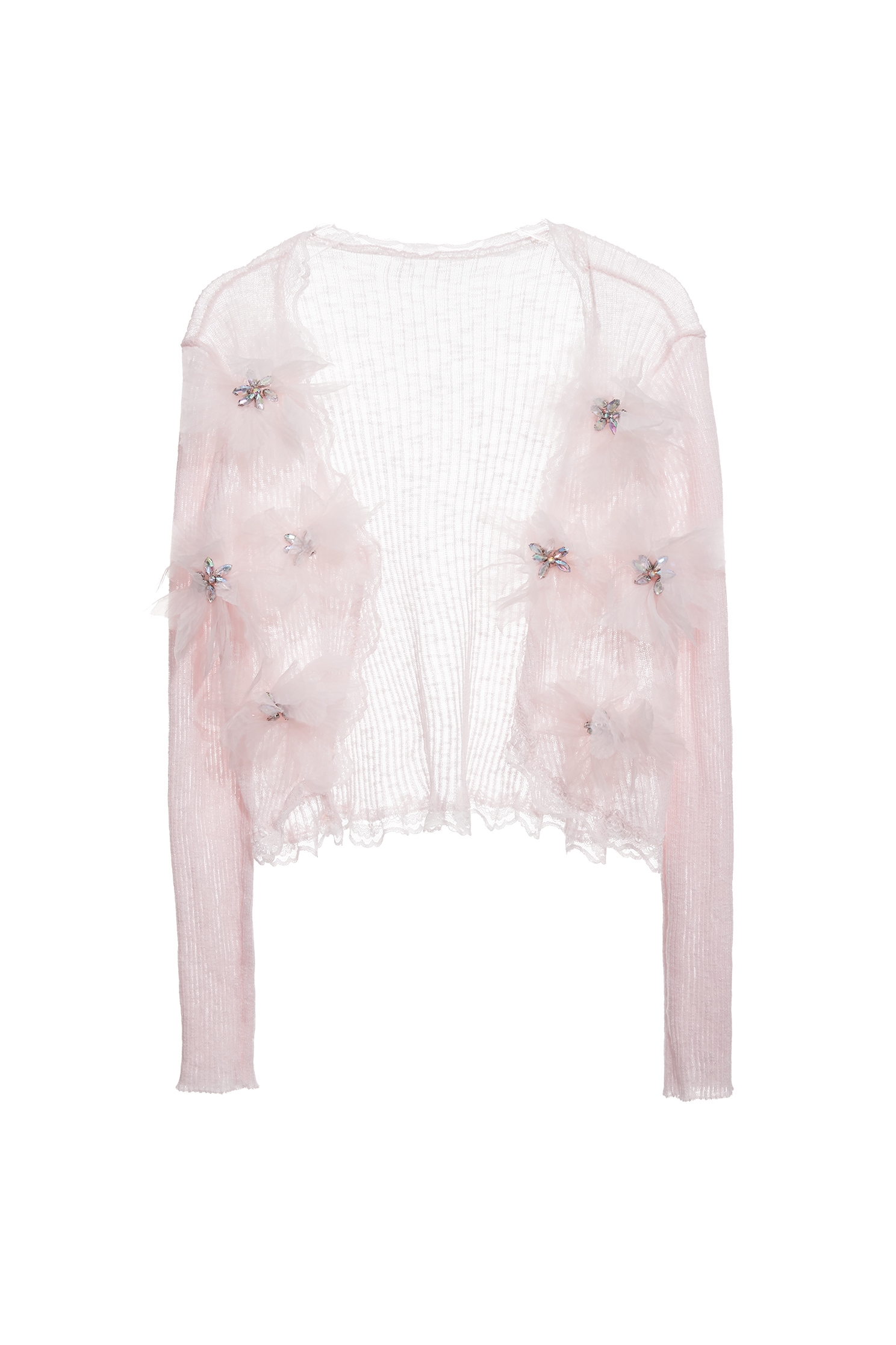 3-D Floral Light Pink Knit Cardigan3-D Floral Light Pink Knit Cardigan,Jackets,Outerwear,Season (AW) Look,Lace,Knitted,Knitted coats