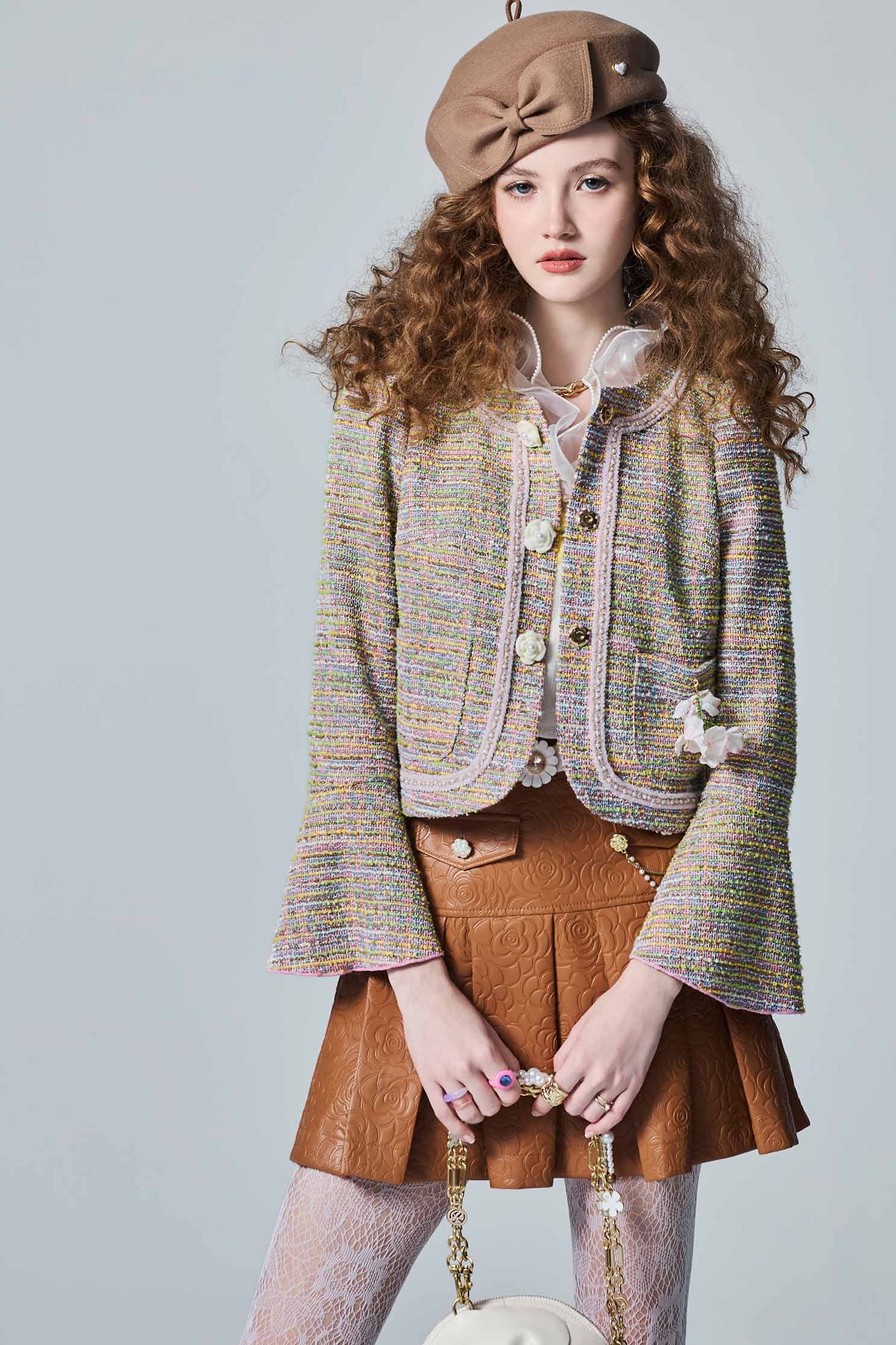Bell Sleeve Tweed JacketBell Sleeve Tweed Jacket,Jackets,Outerwear,Season (AW) Look