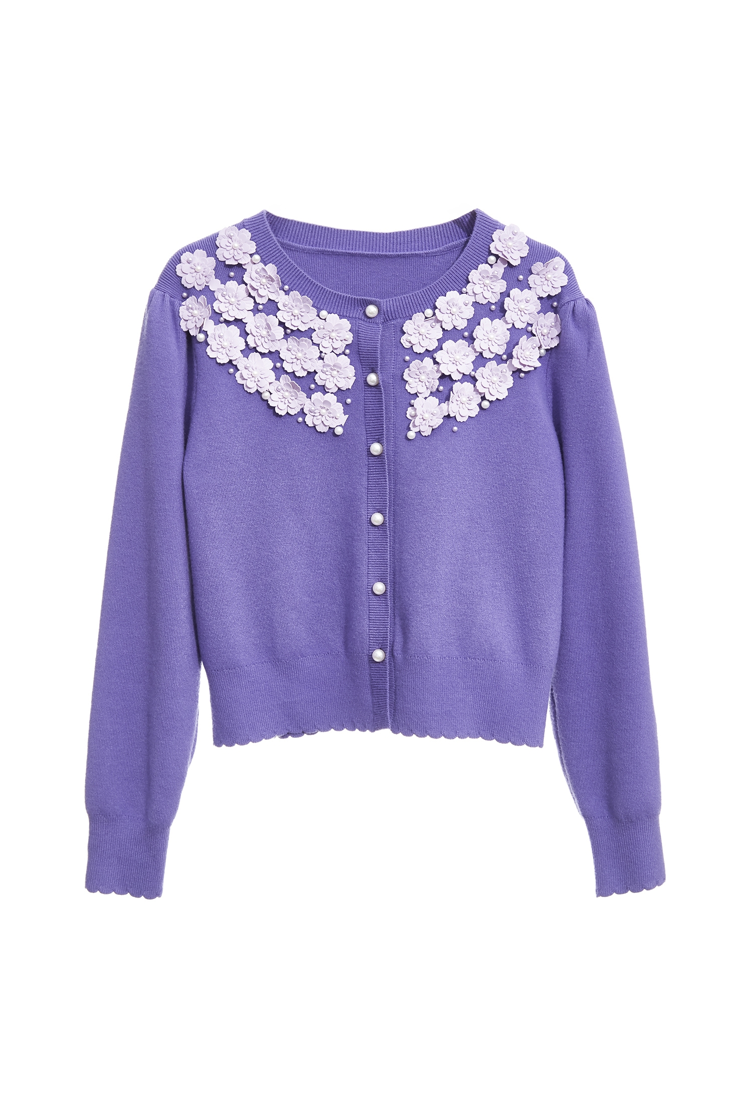 Floral Detail Purple Knit CardiganFloral Detail Purple Knit Cardigan,Jackets,Outerwear,pearl,Season (AW) Look,Knitted,Knitted coats