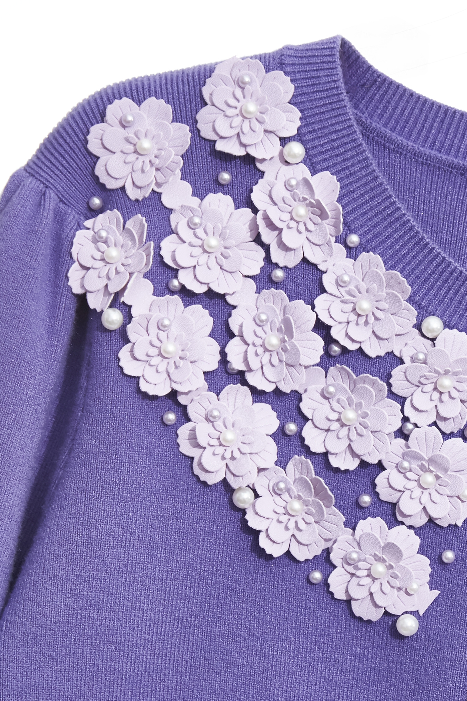 Floral Detail Purple Knit CardiganFloral Detail Purple Knit Cardigan,Jackets,Outerwear,pearl,Season (AW) Look,Knitted,Knitted coats