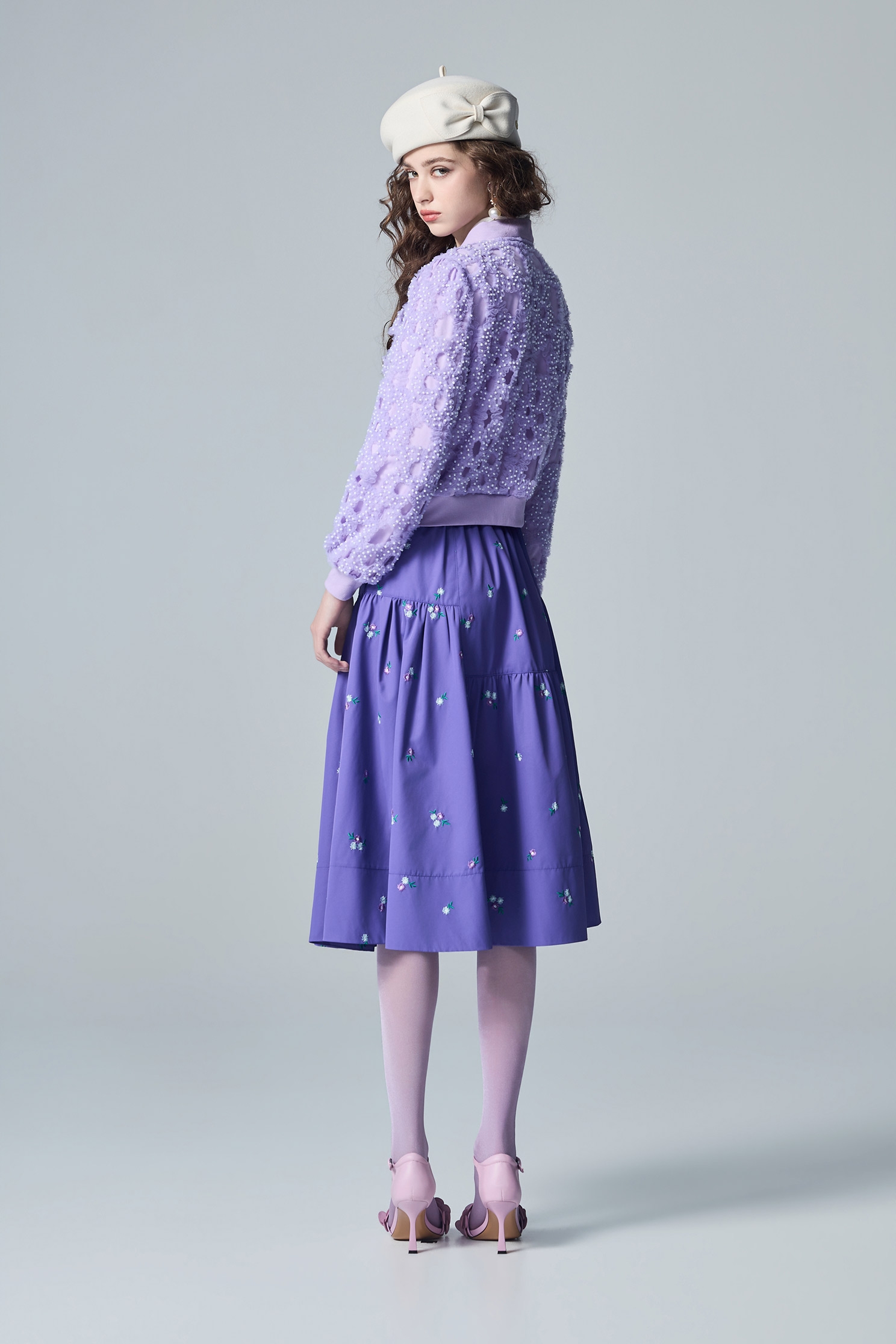Hollow Out Outer layer Mesh Purple JacketHollow Out Outer layer Mesh Purple Jacket,Jackets,Embroidered,Outerwear,pearl,Season (AW) Look,Mesh fabric