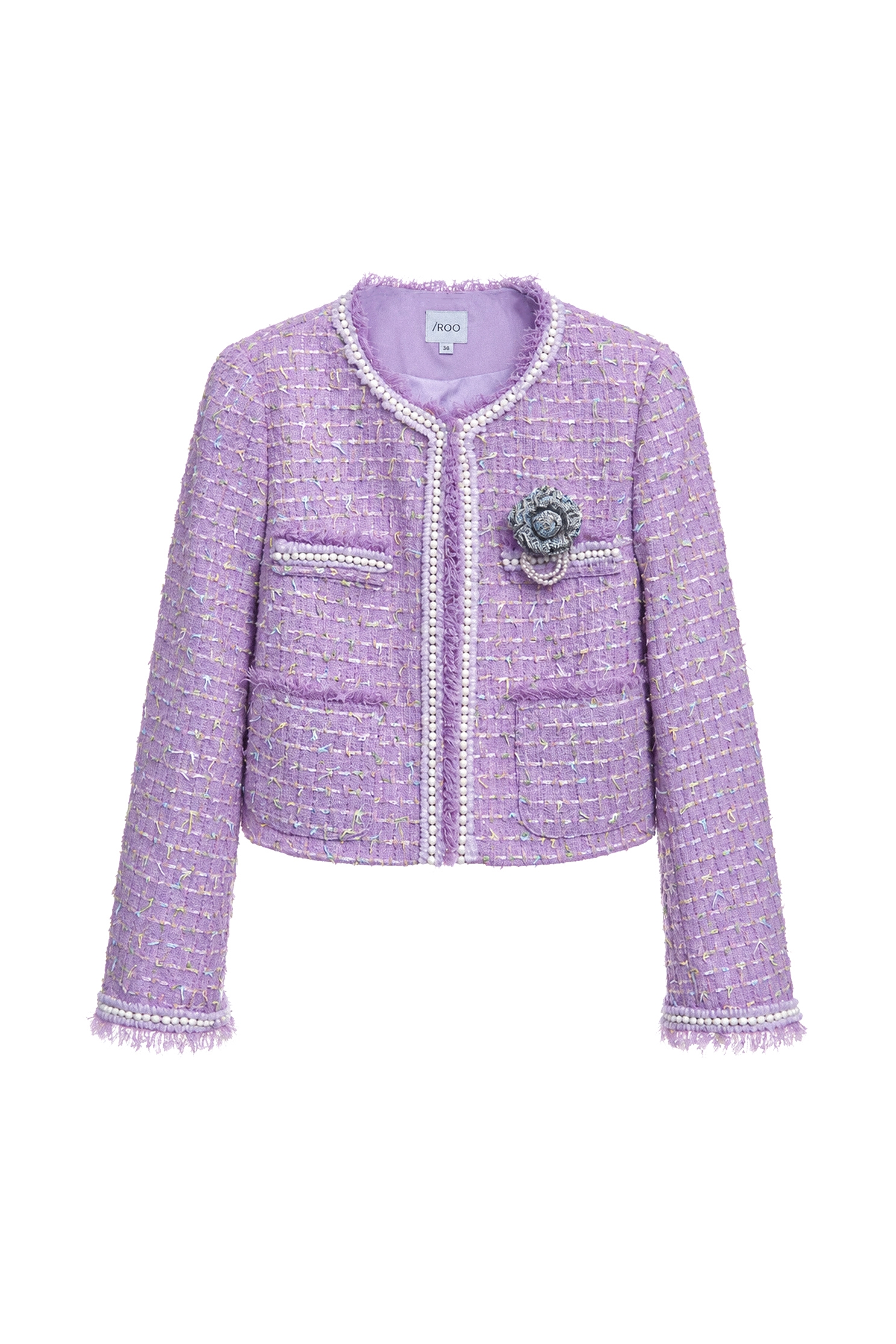 Pearl Detail Purple Tweed JacketPearl Detail Purple Tweed Jacket,Jackets,Outerwear,pearl,Season (AW) Look,Knitted coats