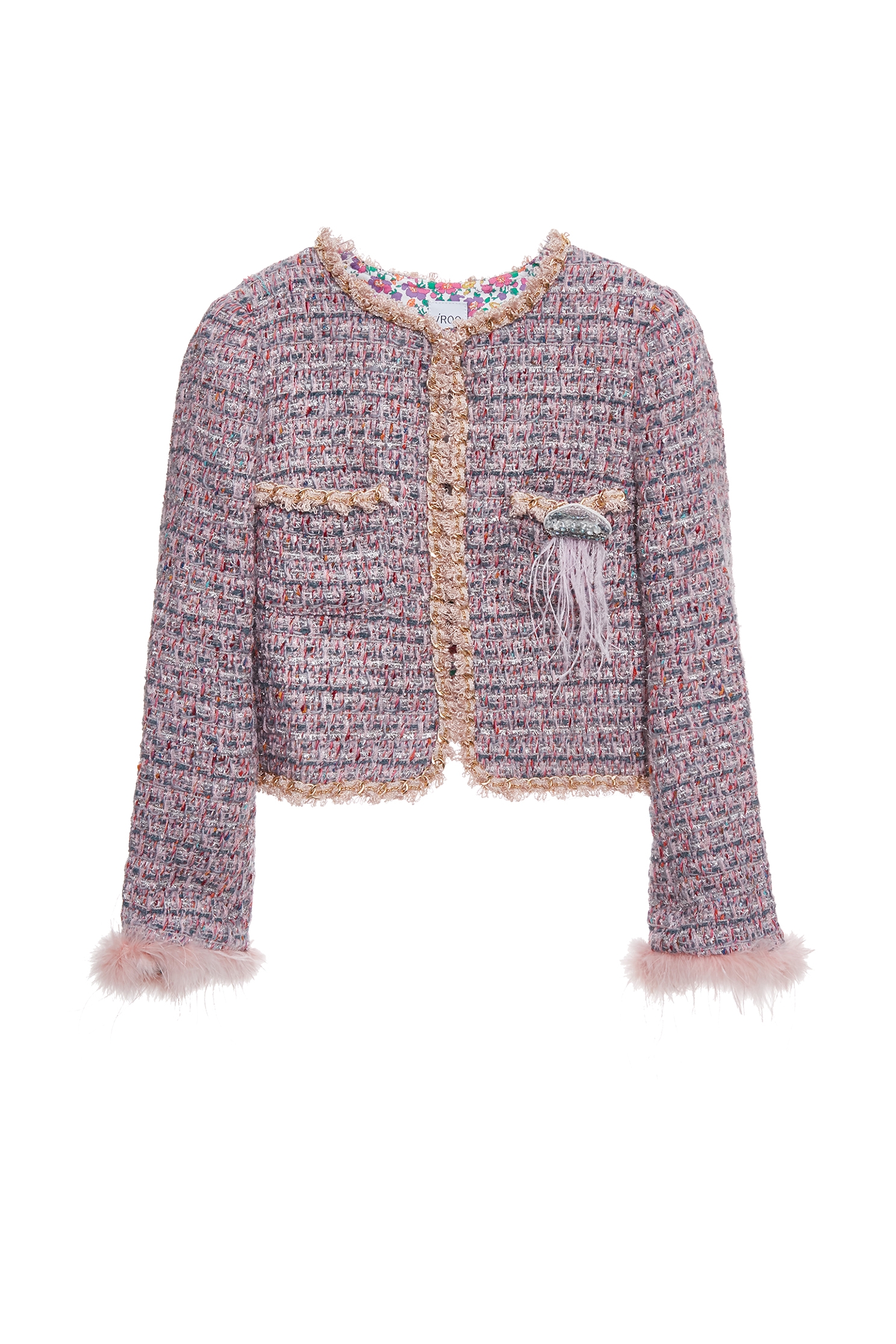 Feather Detail Tweed JacketFeather Detail Tweed Jacket,Jackets,Outerwear,Season (AW) Look