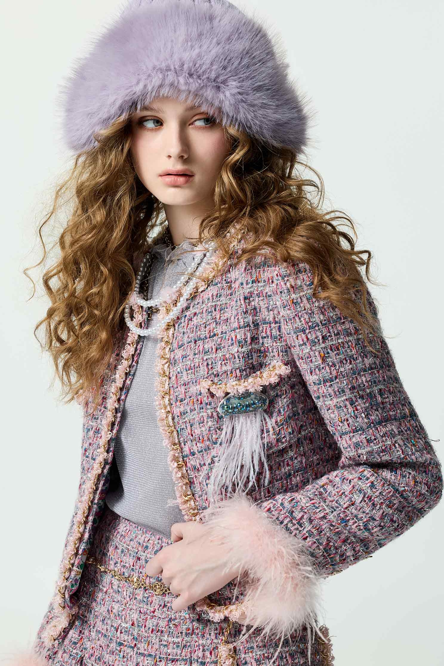 Feather Detail Tweed JacketFeather Detail Tweed Jacket,Jackets,Outerwear,Season (AW) Look