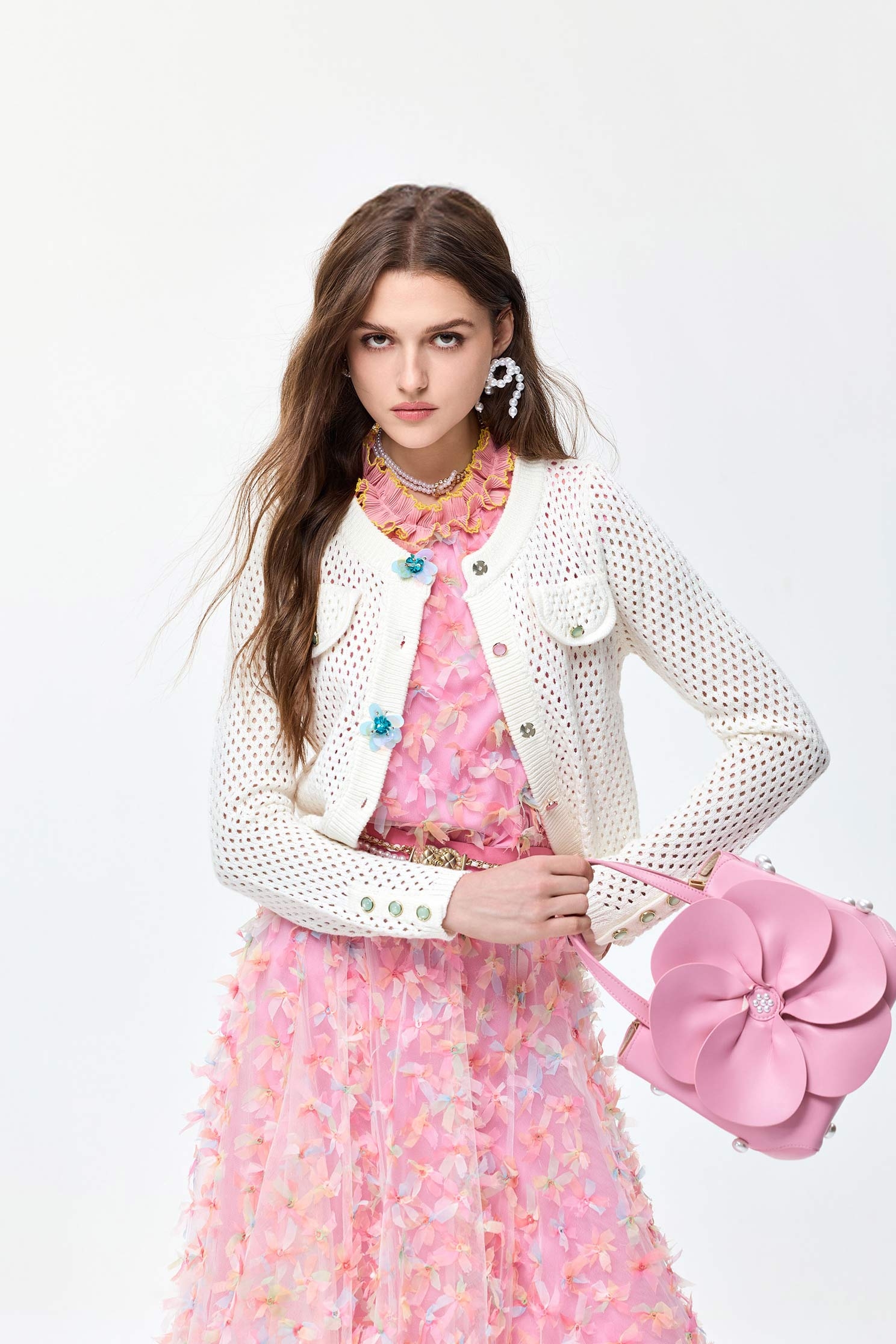 Floral Sequin Detail Knit CardiganFloral Sequin Detail Knit Cardigan,Season (SS) Look,Knitted,Knitted coats