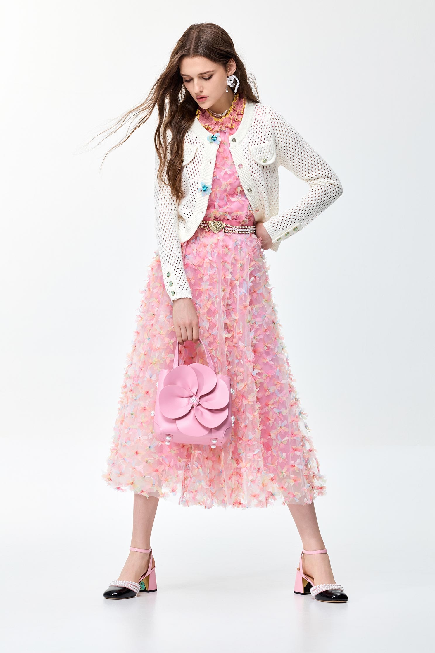 Floral Sequin Detail Knit CardiganFloral Sequin Detail Knit Cardigan,Season (SS) Look,Knitted,Knitted coats