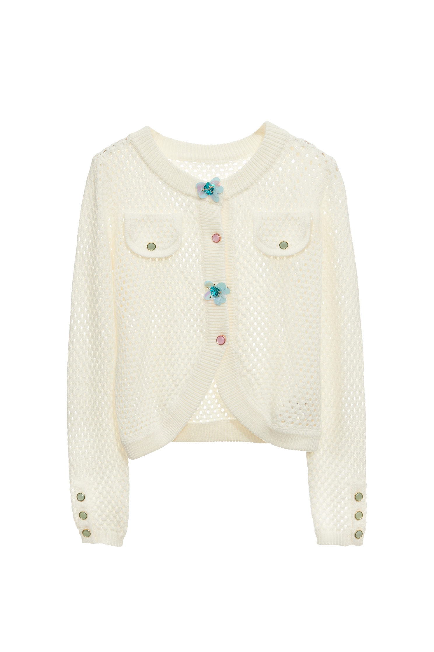 Floral Sequin Detail Knit CardiganFloral Sequin Detail Knit Cardigan,Season (SS) Look,Knitted,Knitted coats