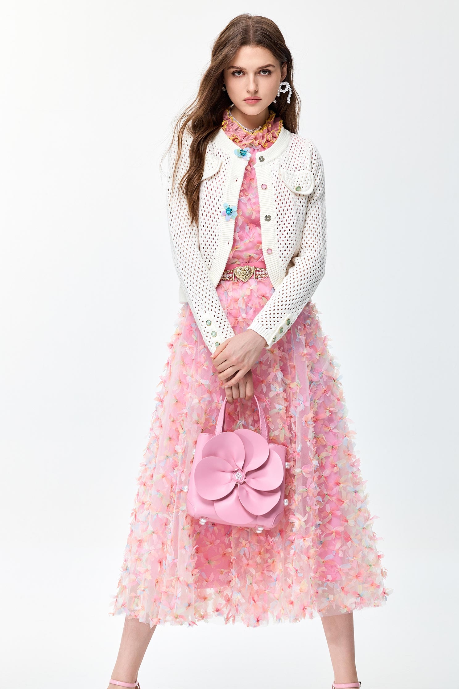 Floral Sequin Detail Knit CardiganFloral Sequin Detail Knit Cardigan,Season (SS) Look,Knitted,Knitted coats