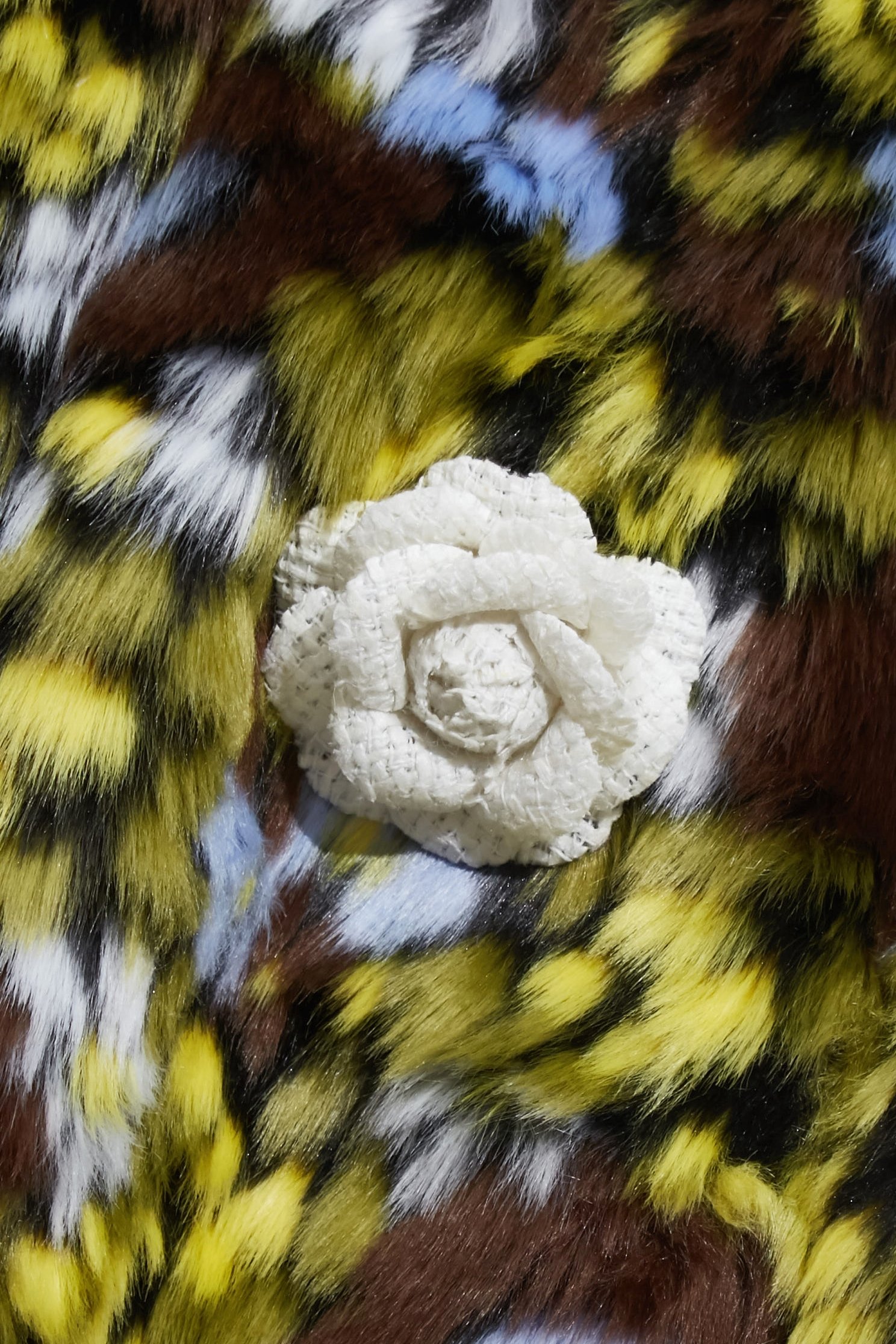 Floral Motif Faux Fur JacketFloral Motif Faux Fur Jacket,Jackets,Outerwear,Season (SS) Look