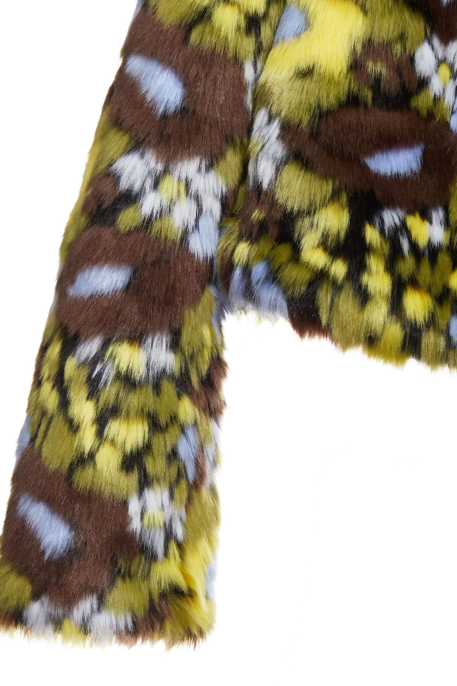 Floral Motif Faux Fur JacketFloral Motif Faux Fur Jacket,Jackets,Outerwear,Season (SS) Look